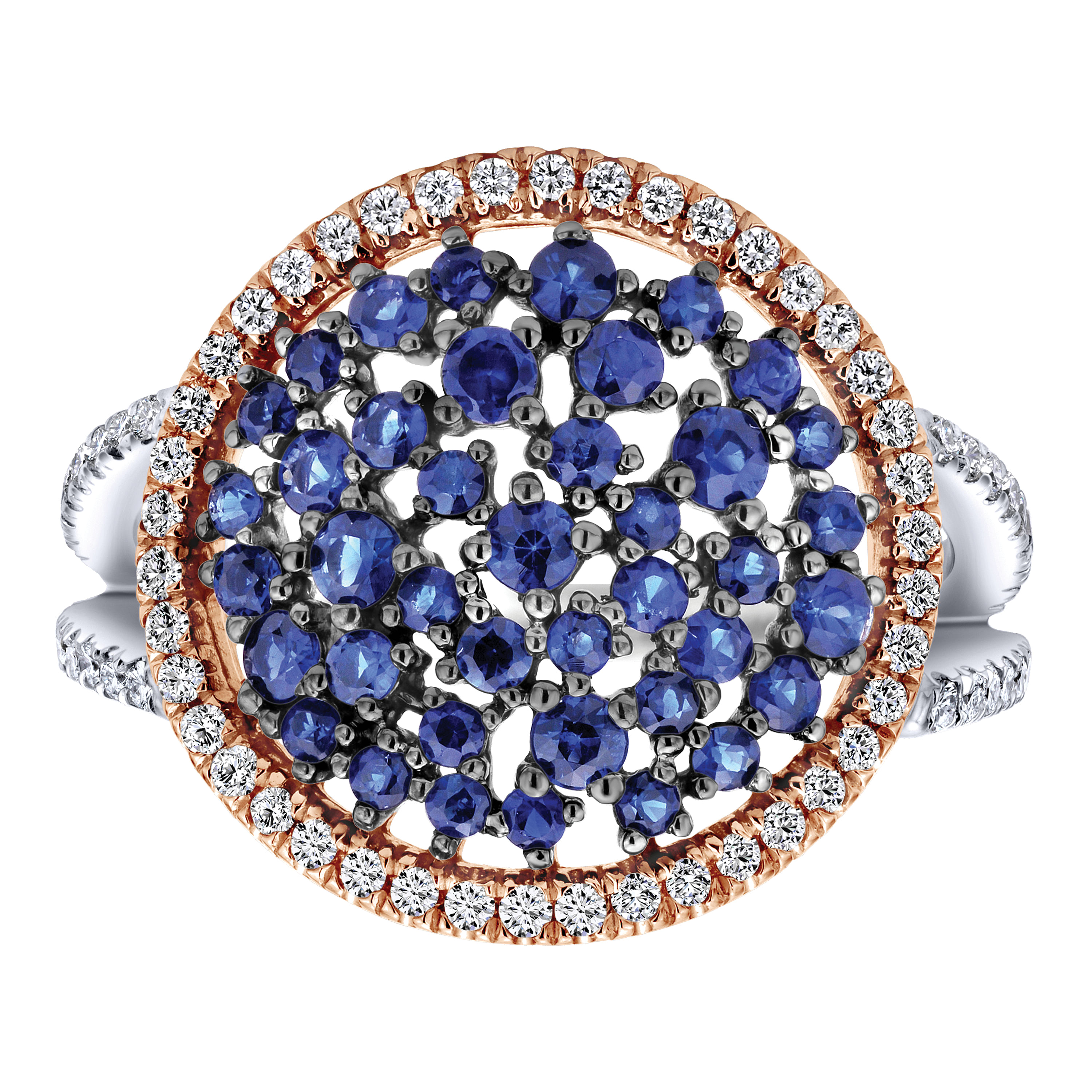 14k White/pink Gold Diamond And Sapphire Fashion Ladies 14k White/pink Gold Diamond And Sapphire Fashion Ladies