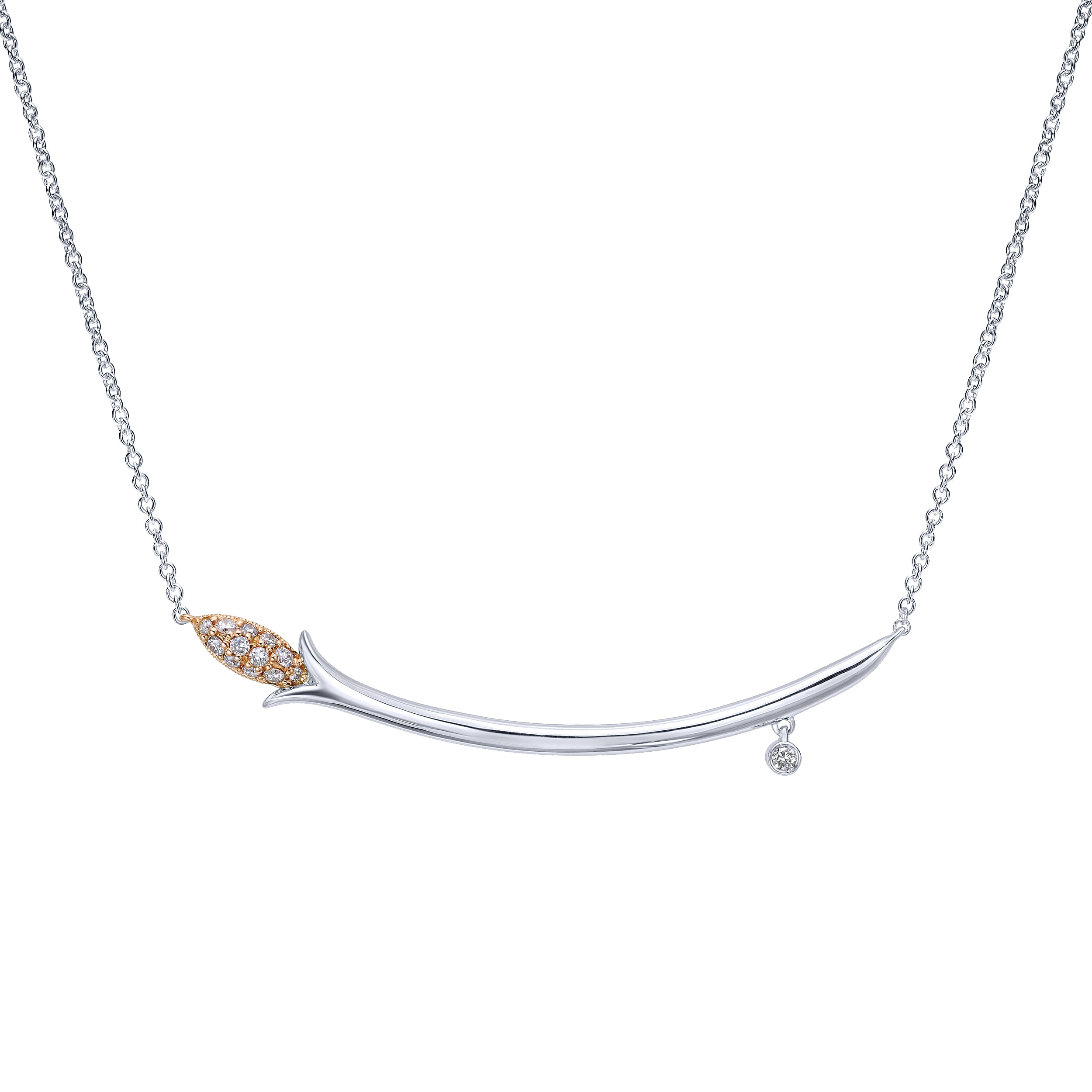 14k White/pink Gold Diamond Bar 14k White/pink Gold Diamond Bar