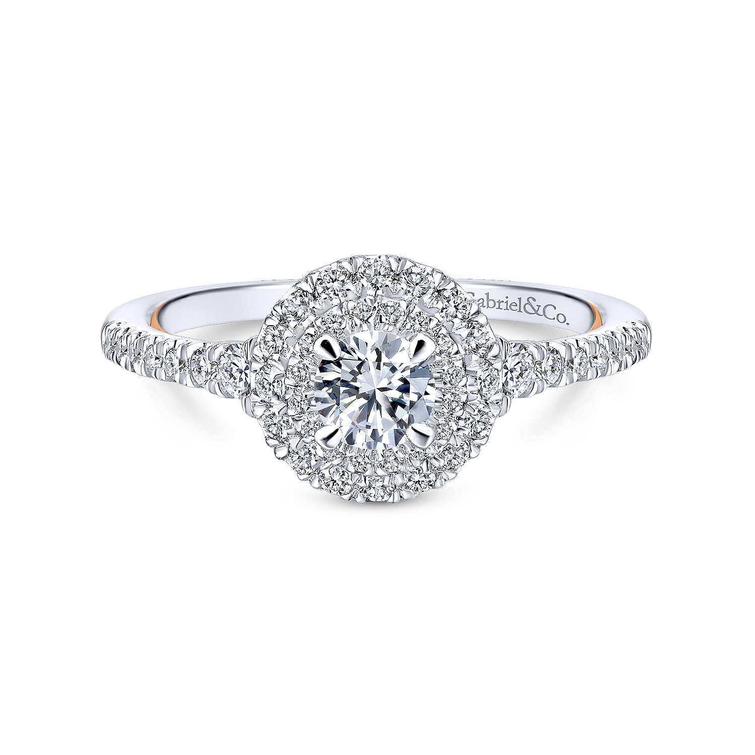 14k White/pink Gold Diamond Double Halo 14k White/pink Gold Diamond Double Halo