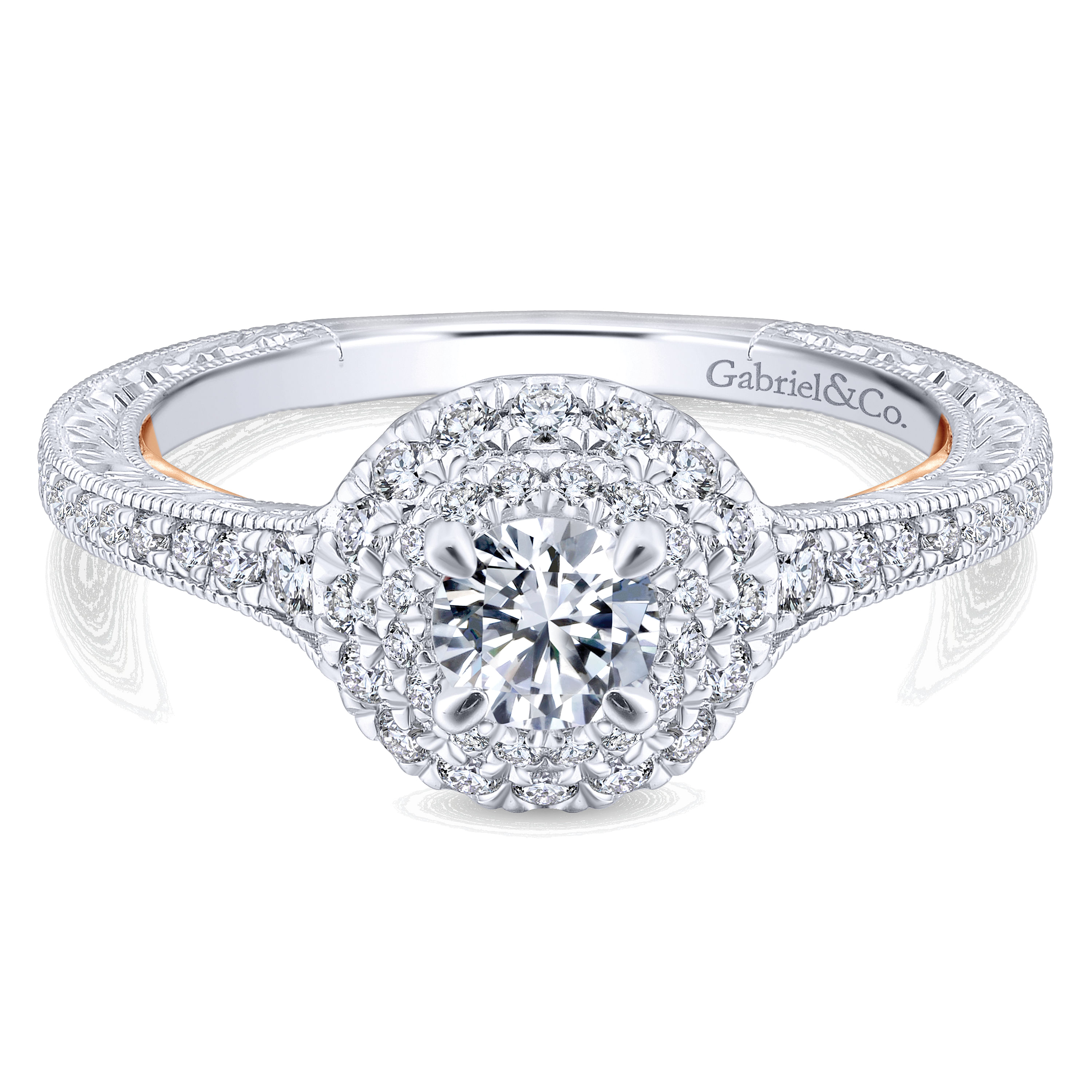 14k White/pink Gold Diamond Double Halo 14k White/pink Gold Diamond Double Halo