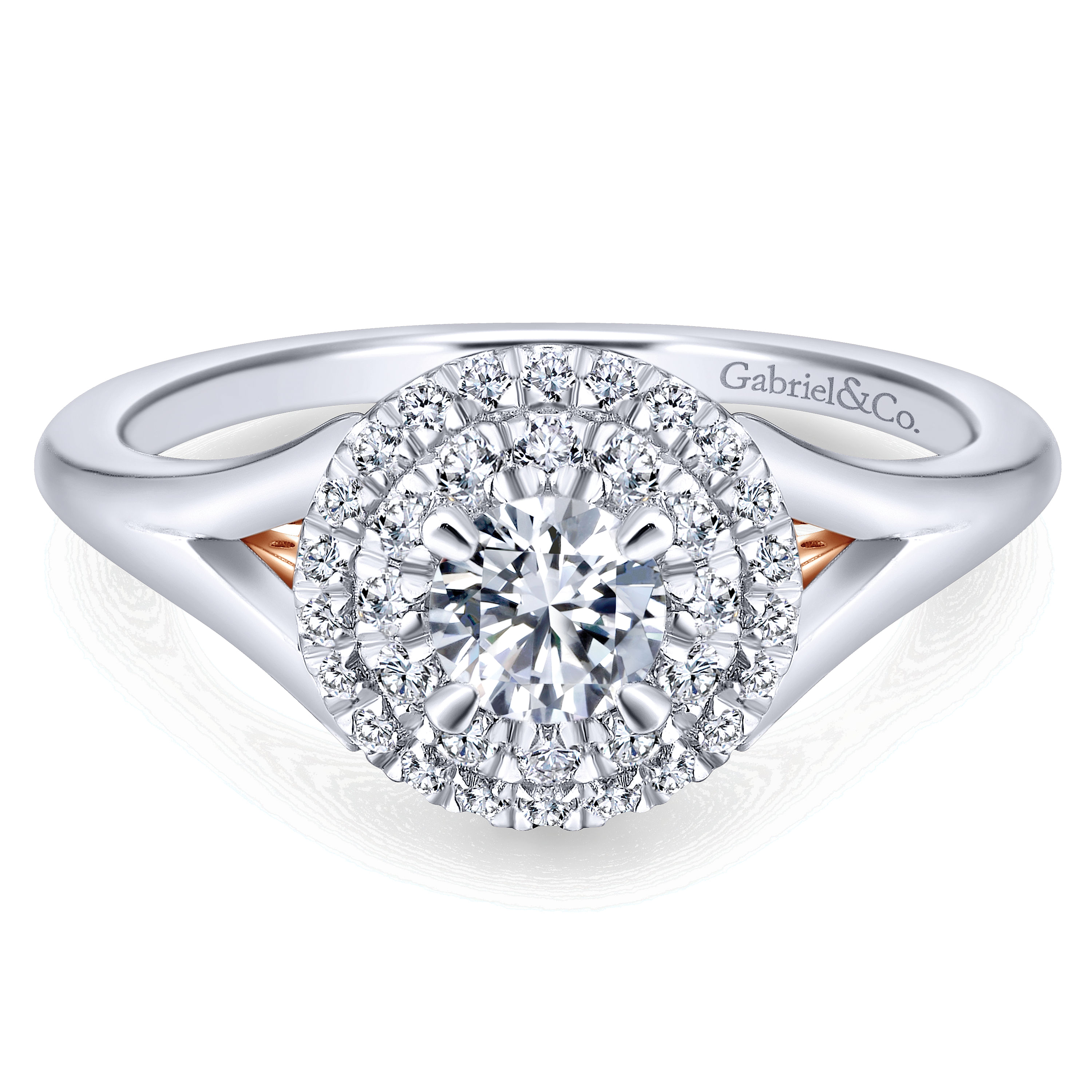 14k White/pink Gold Diamond Double Halo 14k White/pink Gold Diamond Double Halo