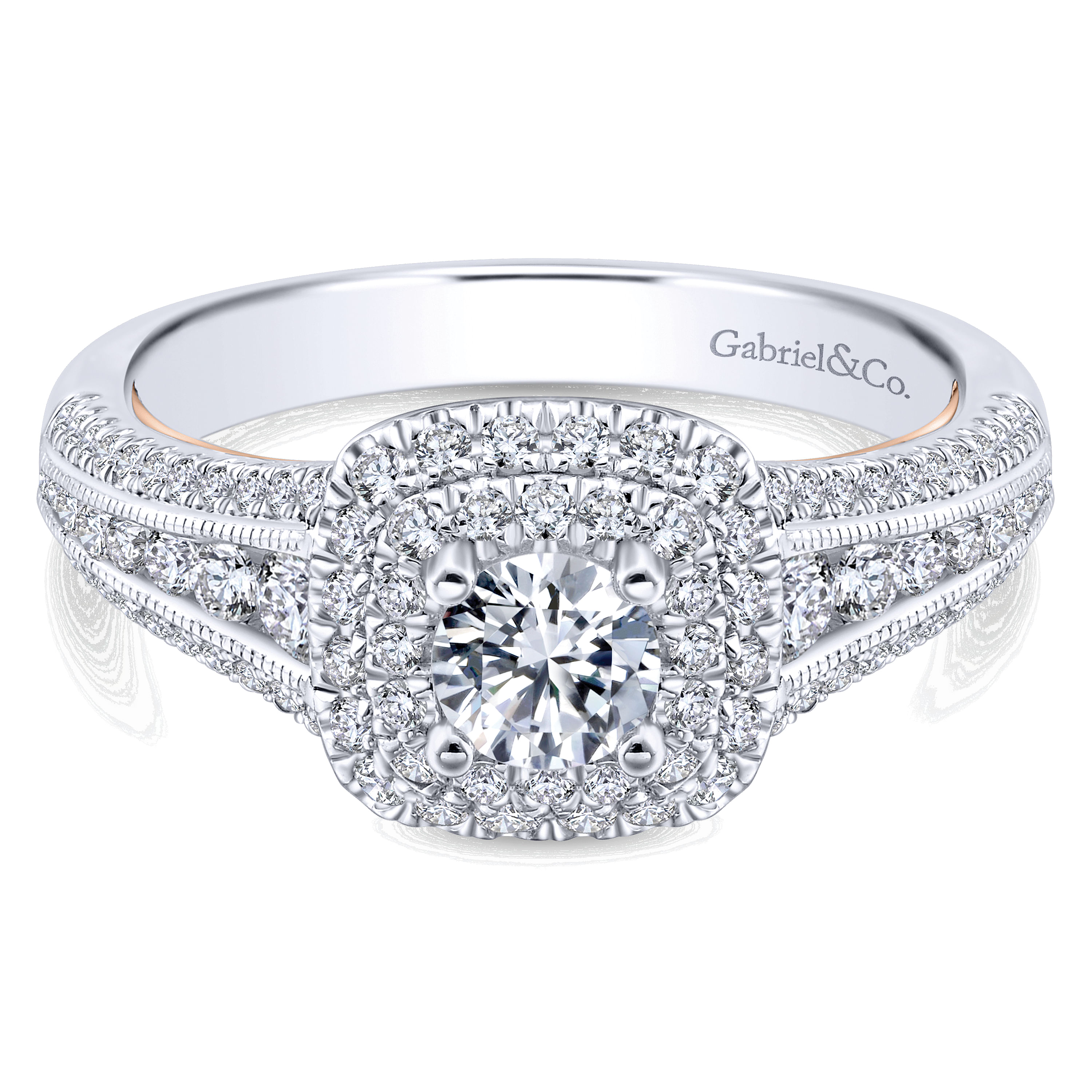 14k White/pink Gold Diamond Double Halo 14k White/pink Gold Diamond Double Halo