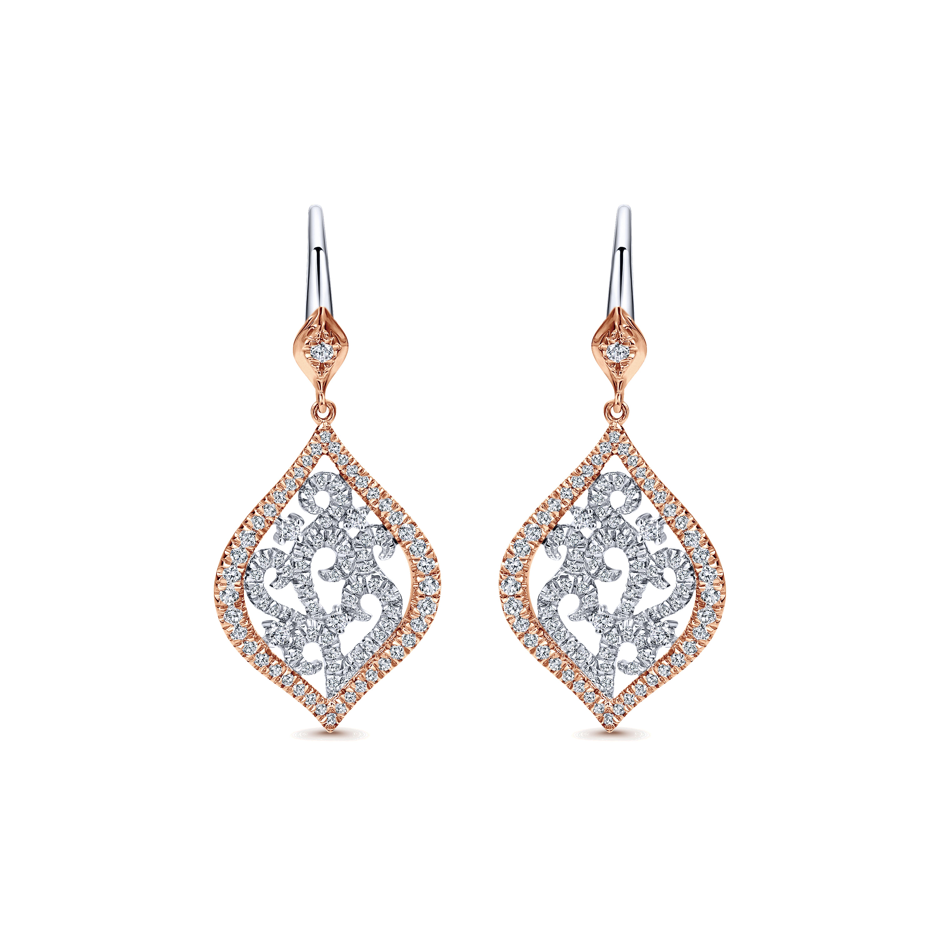 14k White/pink Gold Diamond Drop 14k White/pink Gold Diamond Drop