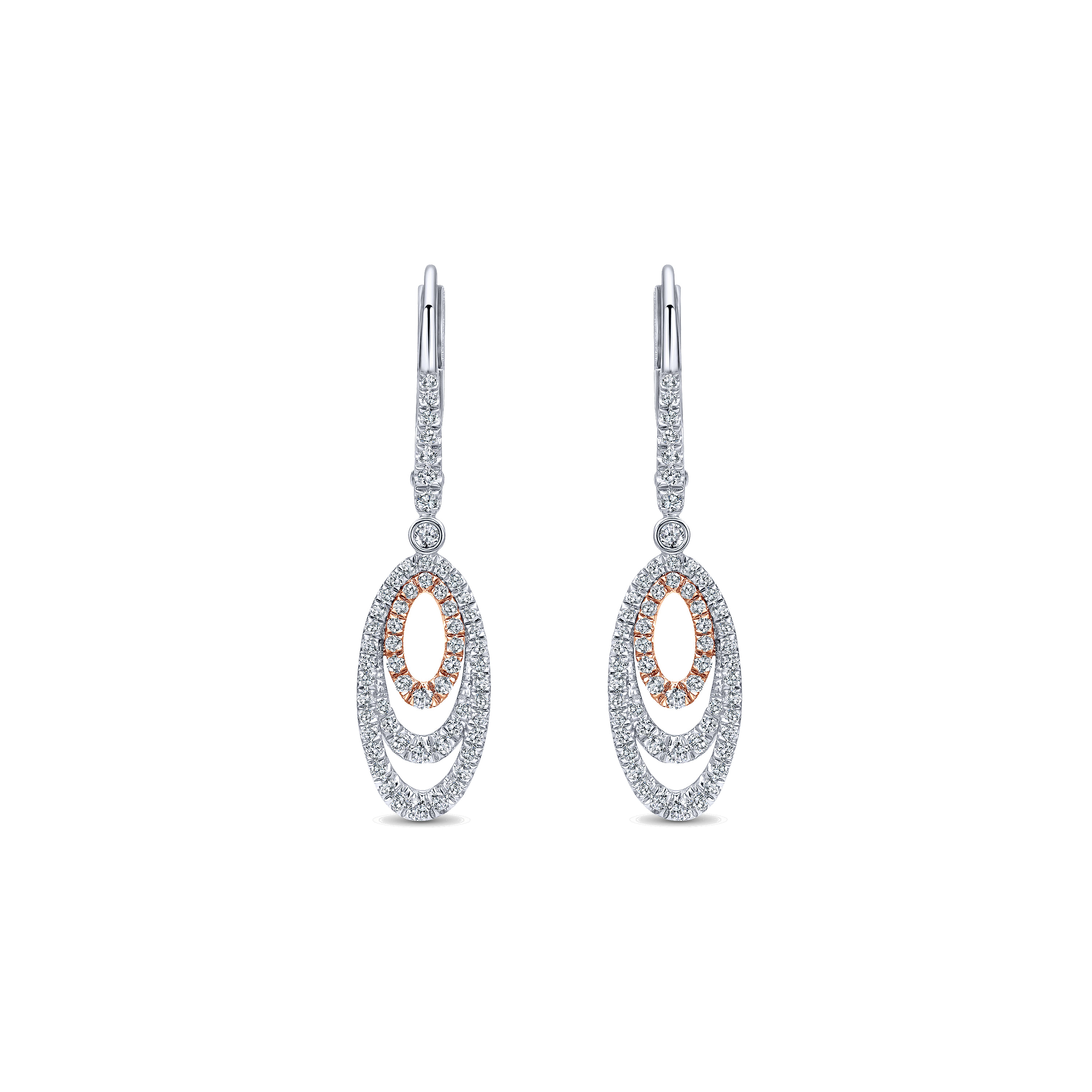 14k White/pink Gold Diamond Drop 14k White/pink Gold Diamond Drop