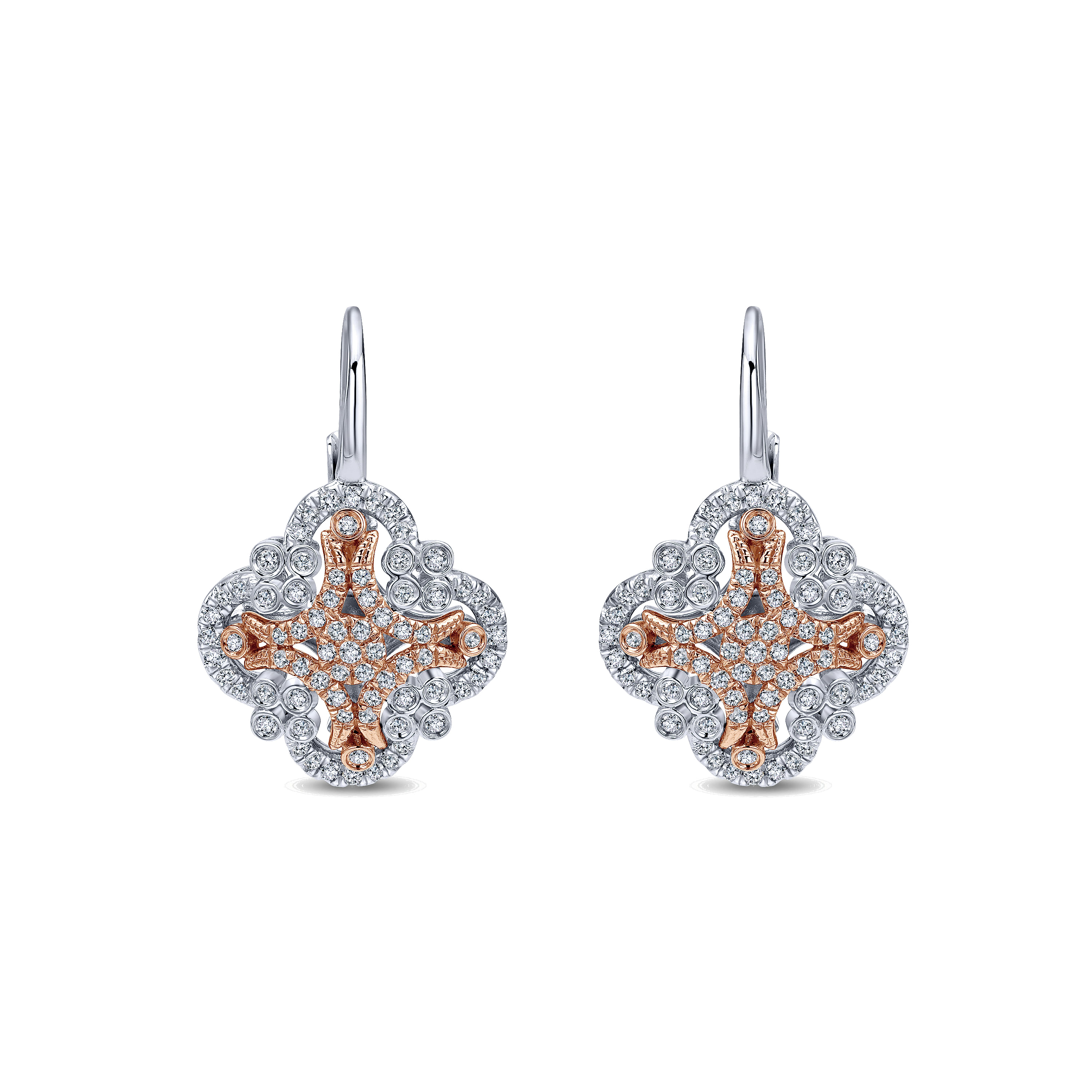 14k White/pink Gold Diamond Drop 14k White/pink Gold Diamond Drop