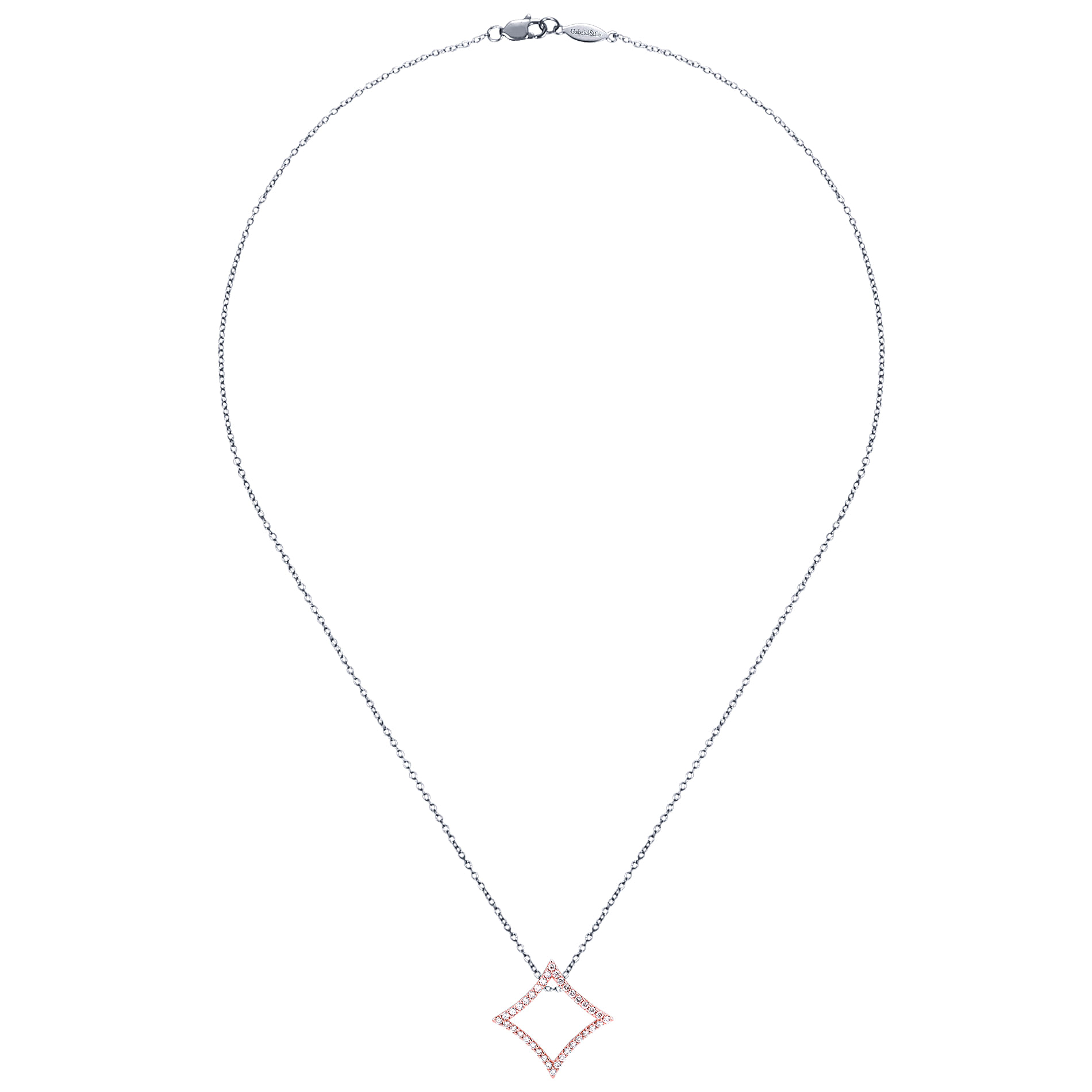 14k White/pink Gold Diamond Fashion Necklace angle 2 14k White/pink Gold Diamond Fashion Necklace angle 2