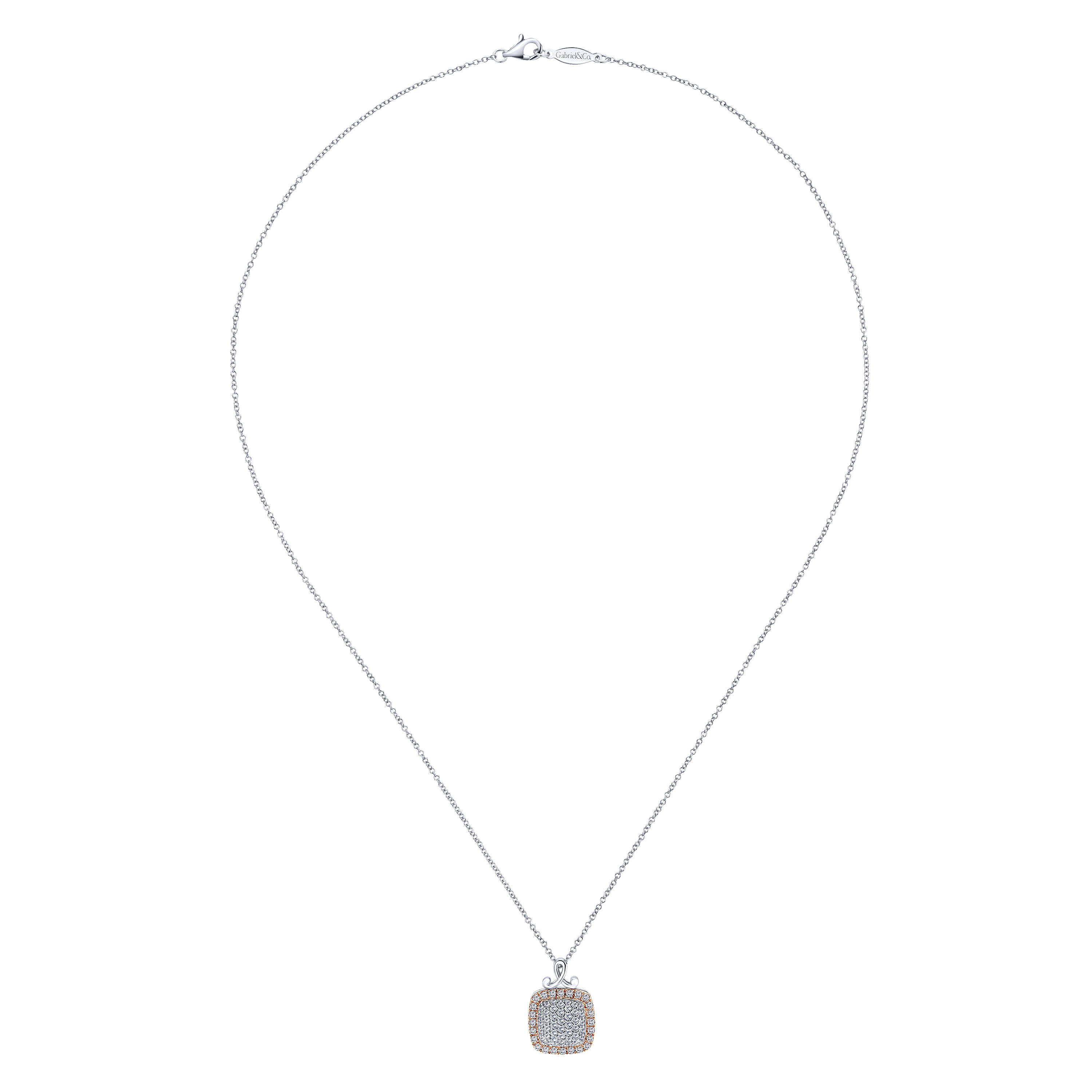 14k White/pink Gold Diamond Fashion Necklace angle 2 14k White/pink Gold Diamond Fashion Necklace angle 2