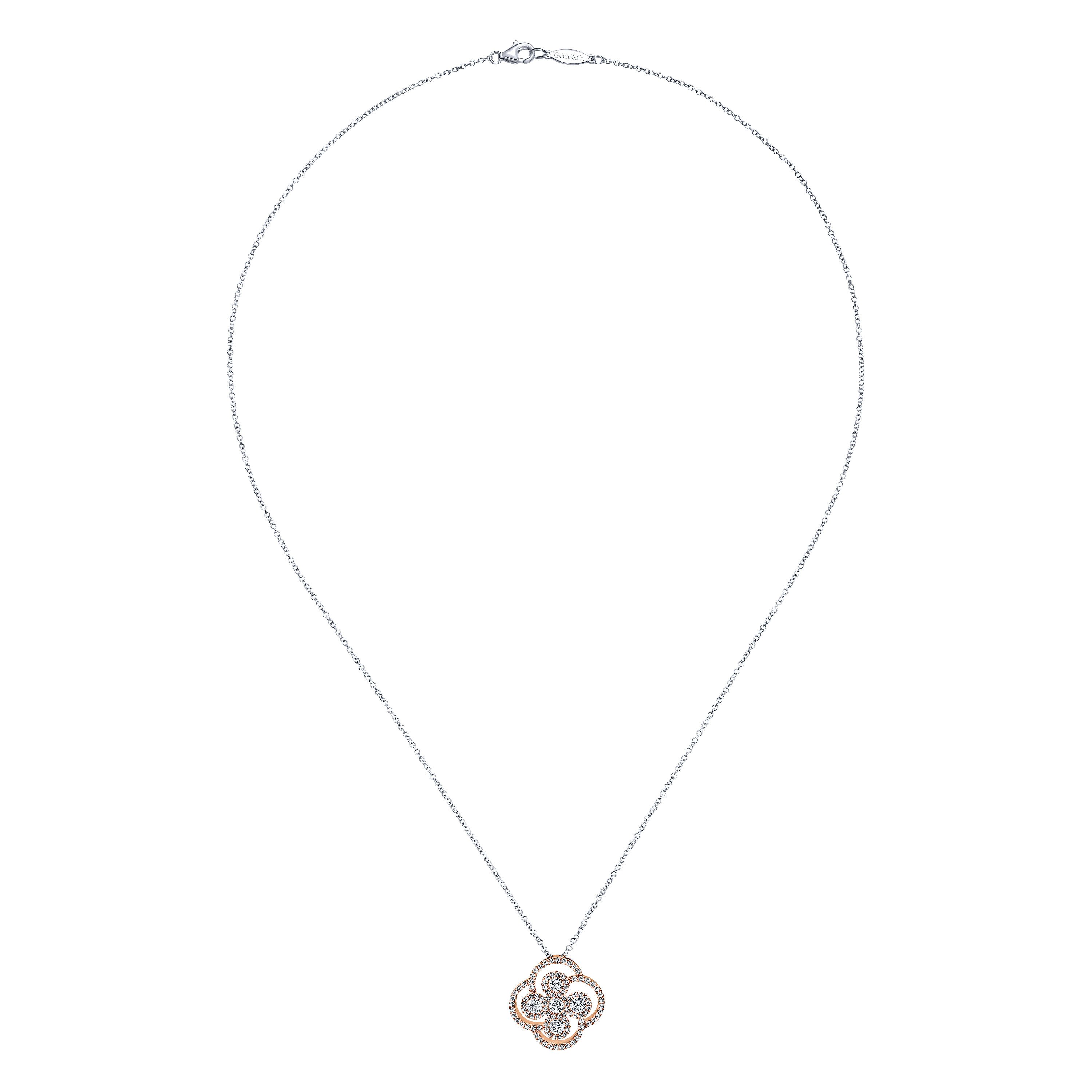 14k White/pink Gold Diamond Fashion Necklace angle 2 14k White/pink Gold Diamond Fashion Necklace angle 2