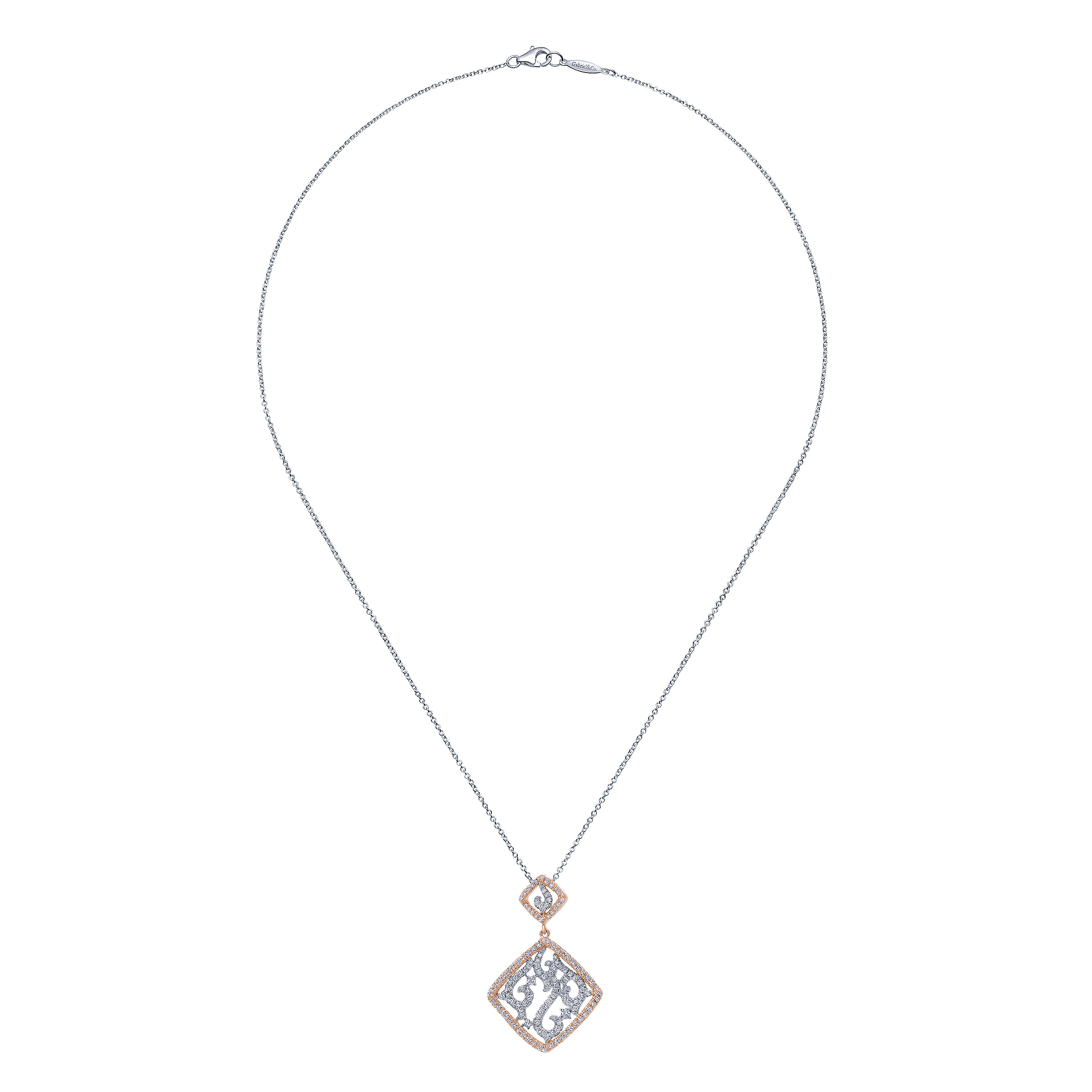14k White/pink Gold Diamond Fashion Necklace angle 2 14k White/pink Gold Diamond Fashion Necklace angle 2