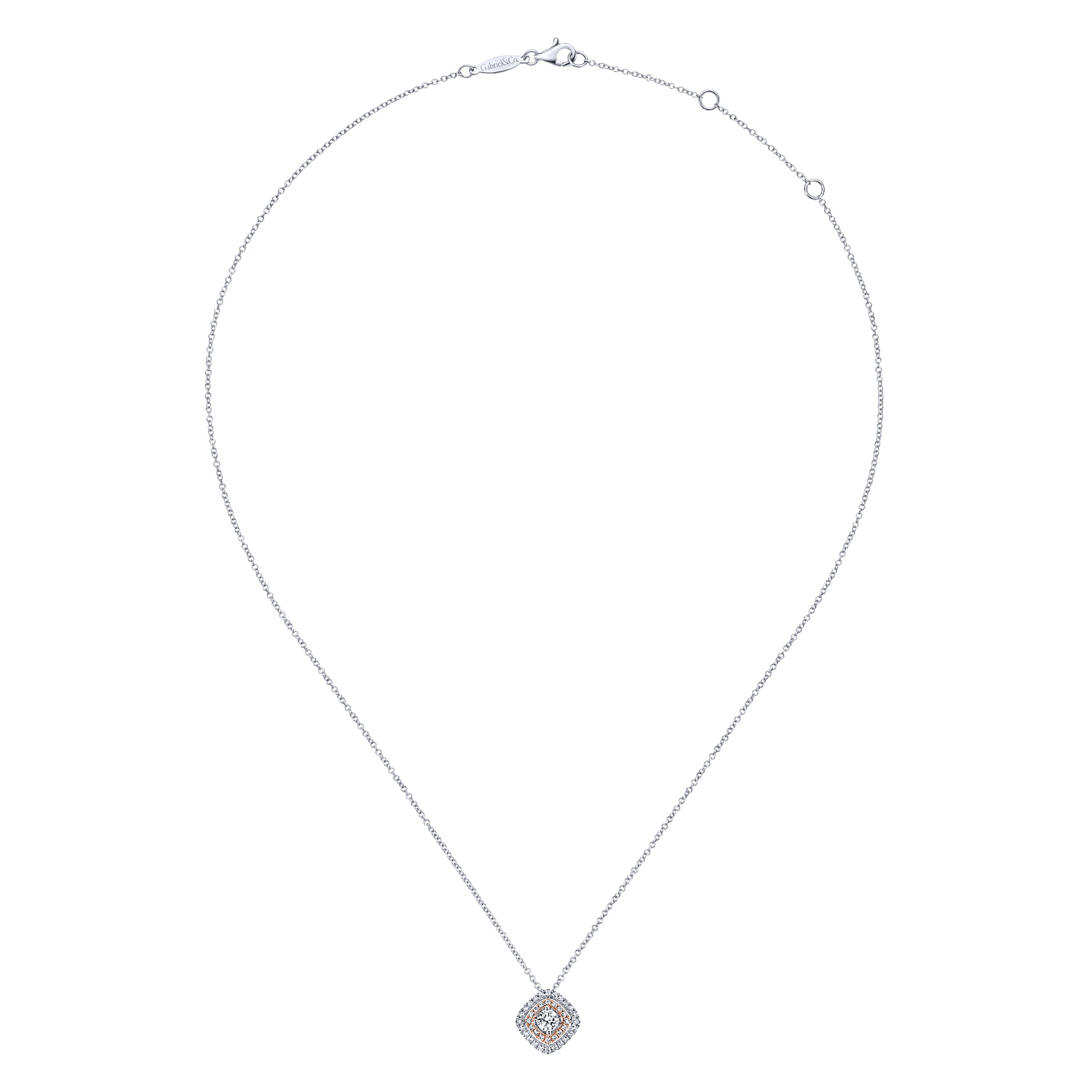 14k White/pink Gold Diamond Fashion Necklace angle 2 14k White/pink Gold Diamond Fashion Necklace angle 2