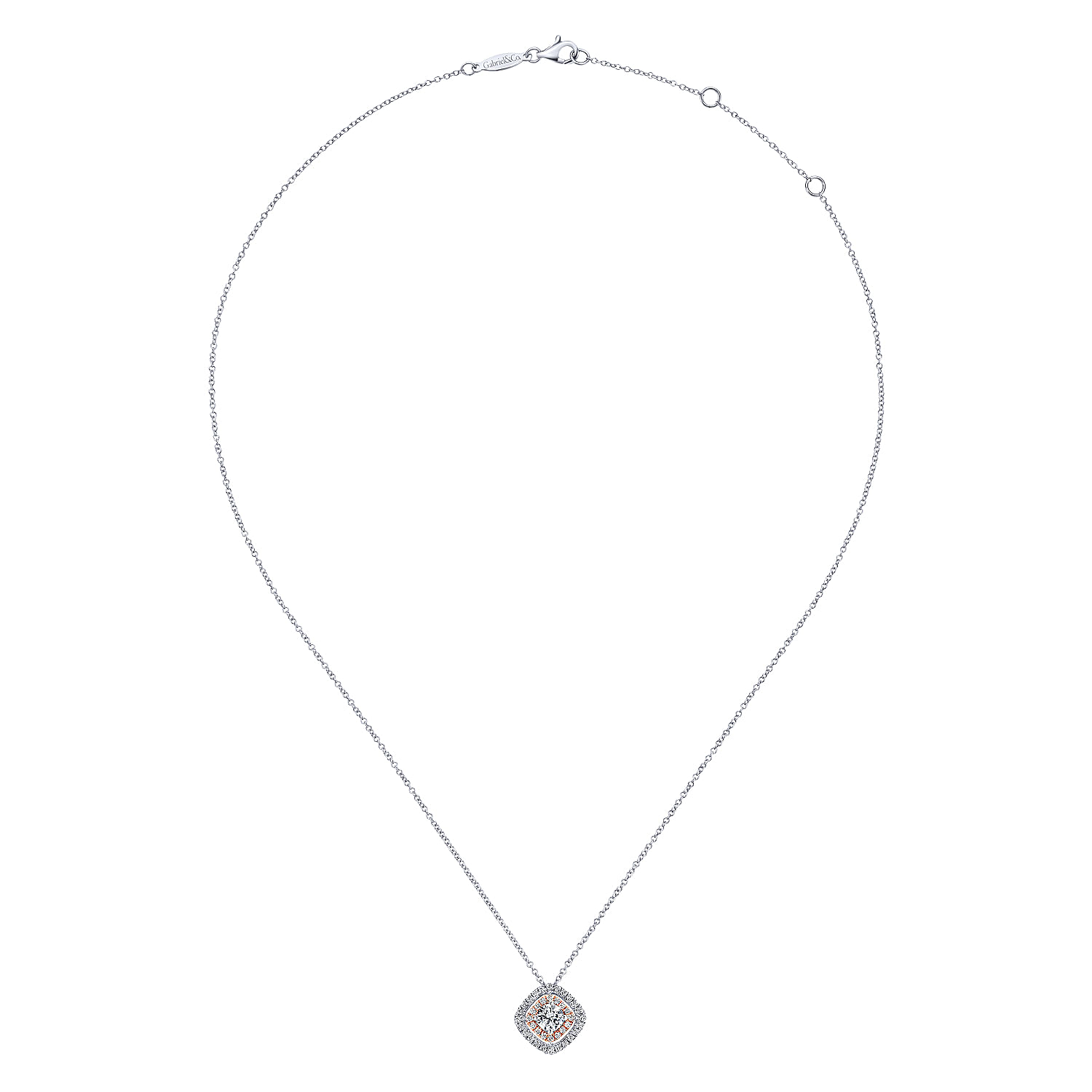 14k White/pink Gold Diamond Fashion Necklace angle 2 14k White/pink Gold Diamond Fashion Necklace angle 2