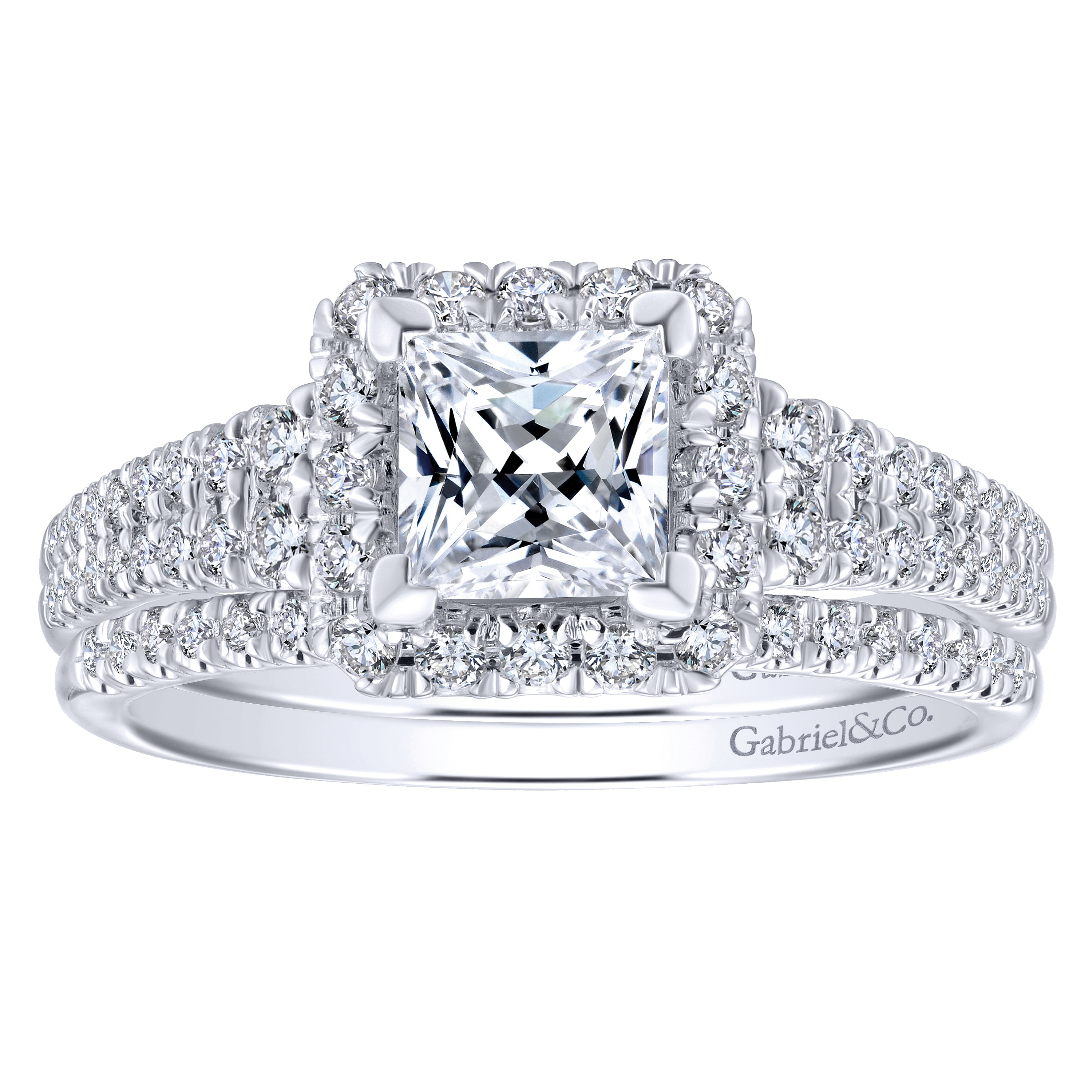 14k White/pink Gold Diamond Halo Engagement Ring angle 4 14k White/pink Gold Diamond Halo Engagement Ring angle 4