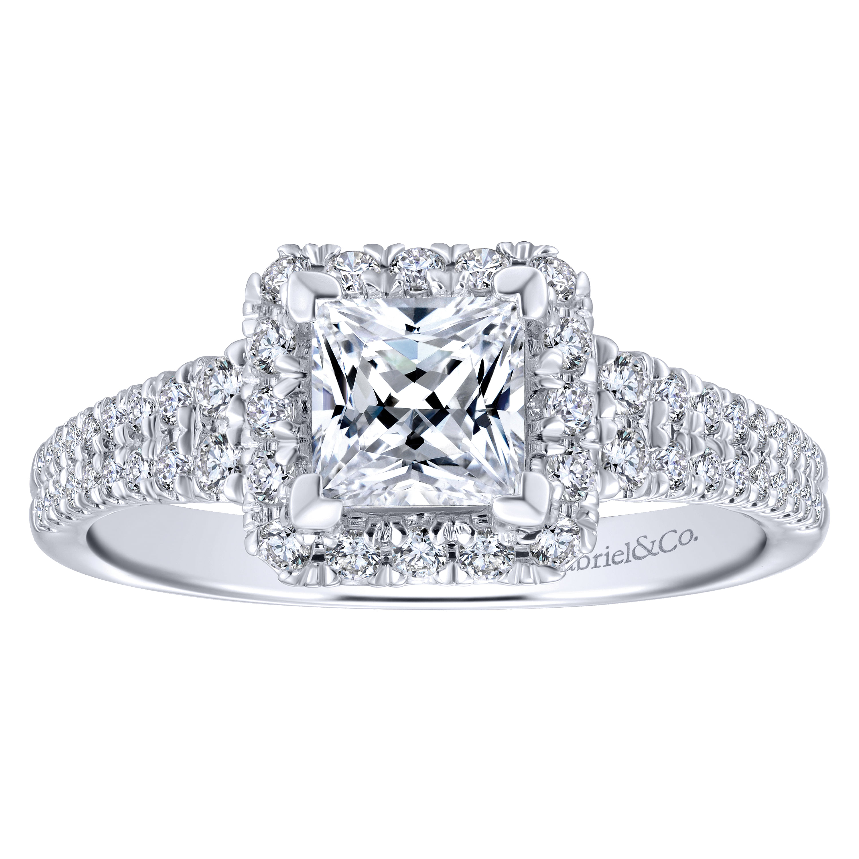 14k White/pink Gold Diamond Halo Engagement Ring angle 5 14k White/pink Gold Diamond Halo Engagement Ring angle 5