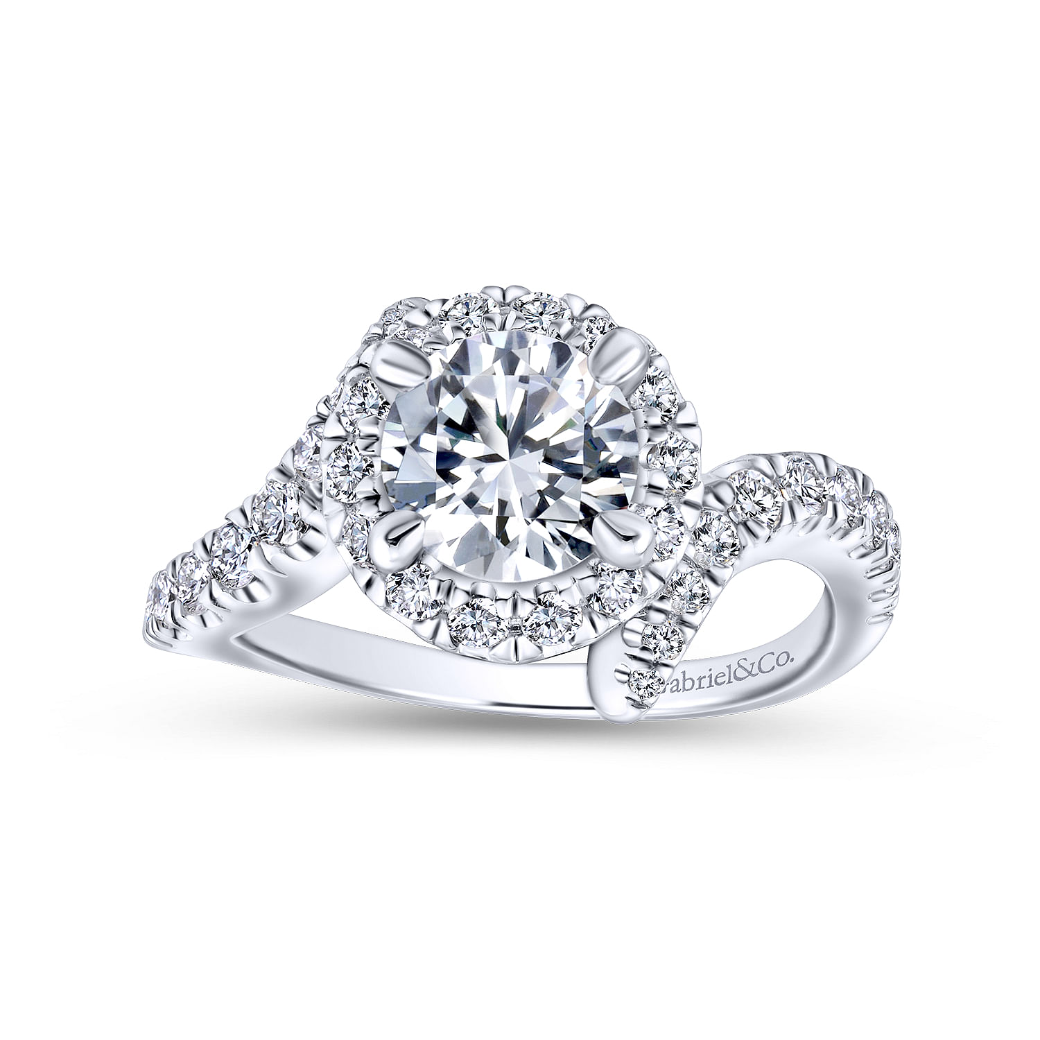 14k White/pink Gold Diamond Halo Engagement Ring angle 5 14k White/pink Gold Diamond Halo Engagement Ring angle 5