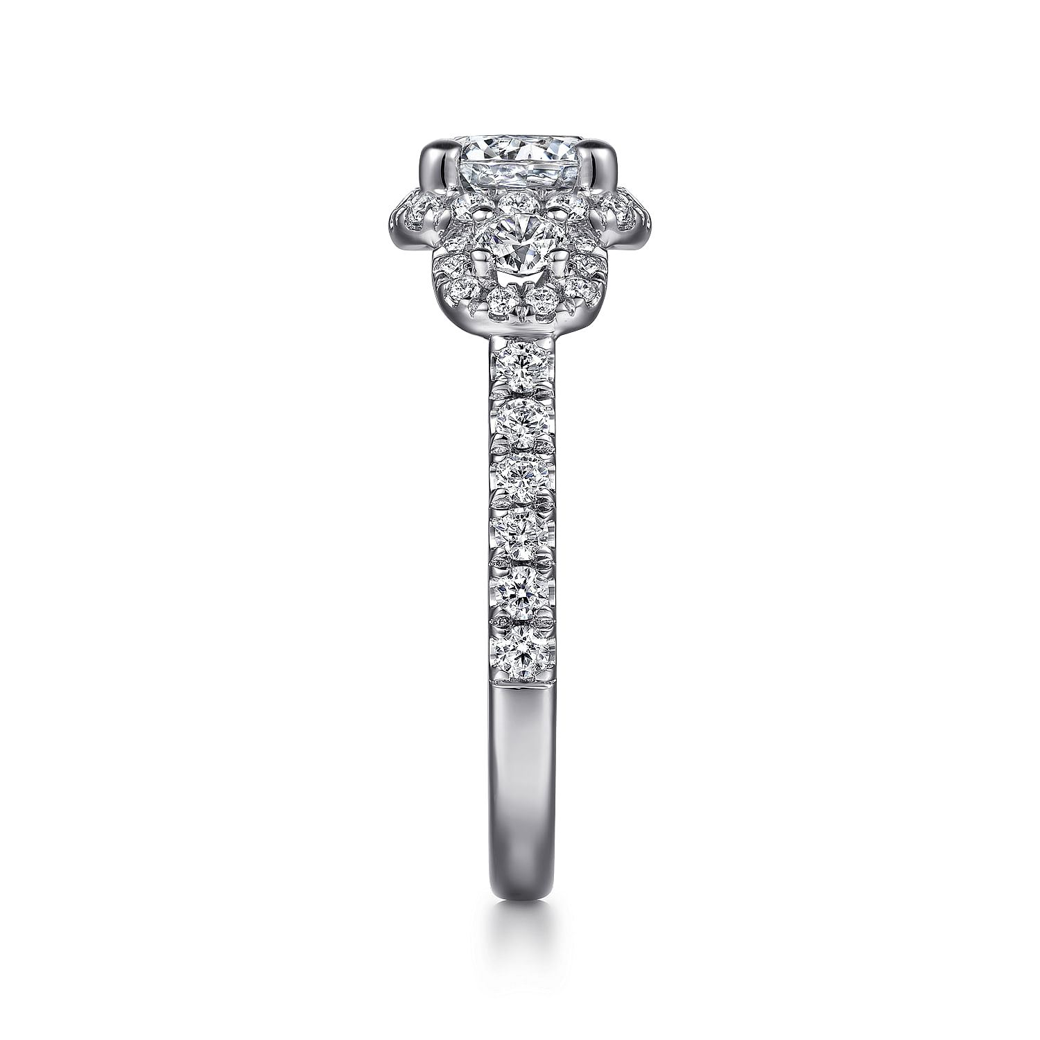 14k White/pink Gold Diamond Halo Engagement Ring angle 5 14k White/pink Gold Diamond Halo Engagement Ring angle 5