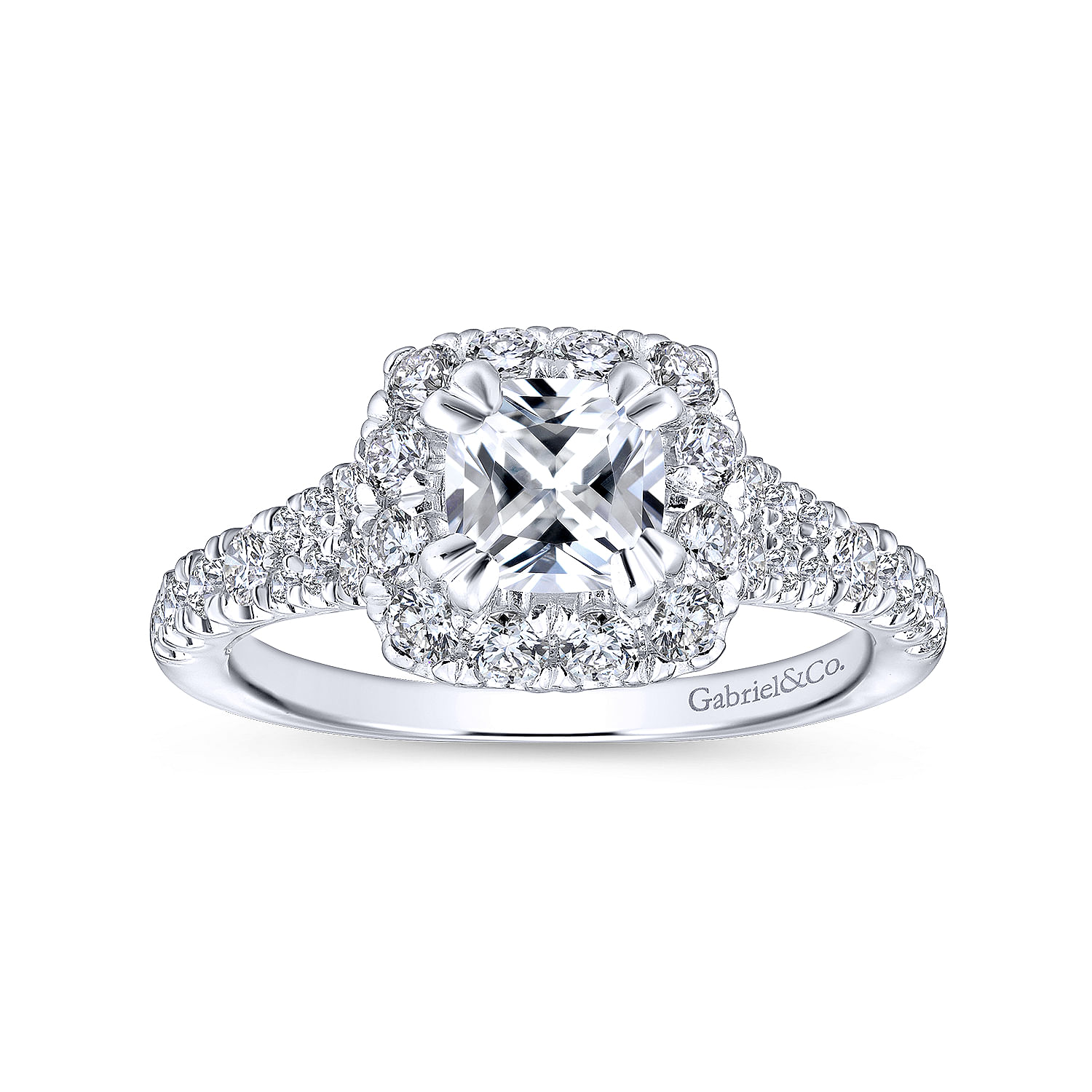 14k White/pink Gold Diamond Halo Engagement Ring angle 5 14k White/pink Gold Diamond Halo Engagement Ring angle 5