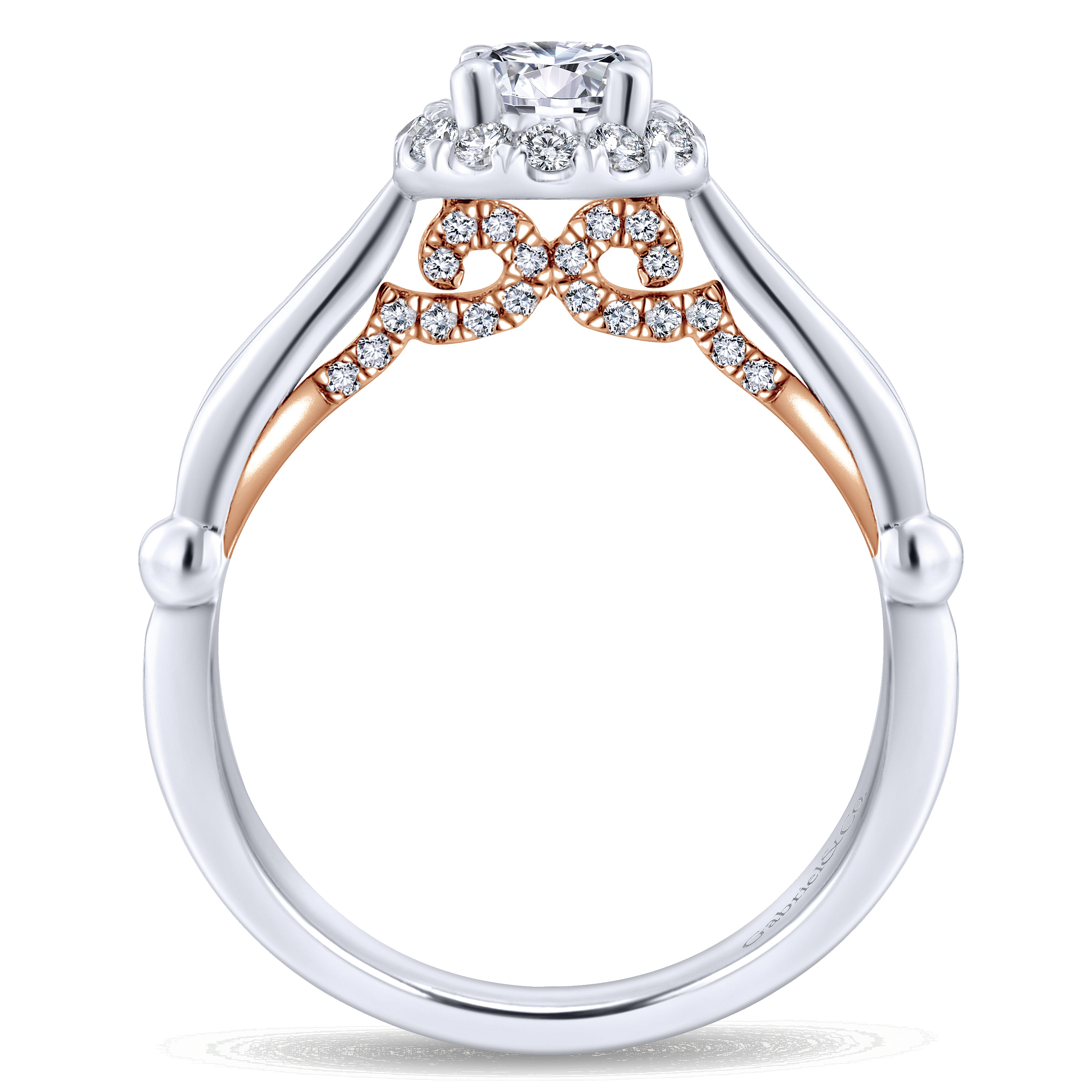 14k White/pink Gold Diamond Halo Engagement Ring angle 2 14k White/pink Gold Diamond Halo Engagement Ring angle 2