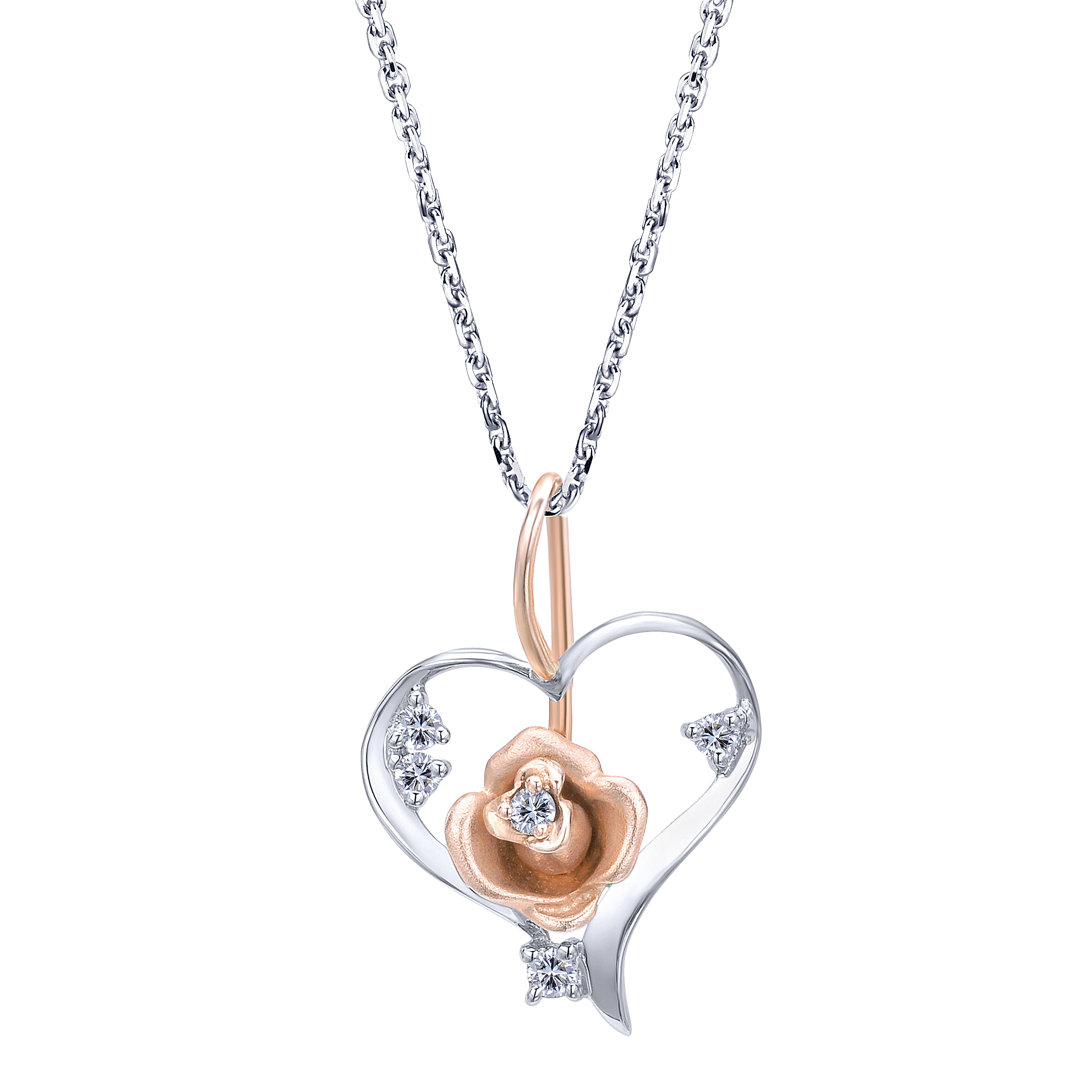 14k White/pink Gold Diamond Heart 14k White/pink Gold Diamond Heart