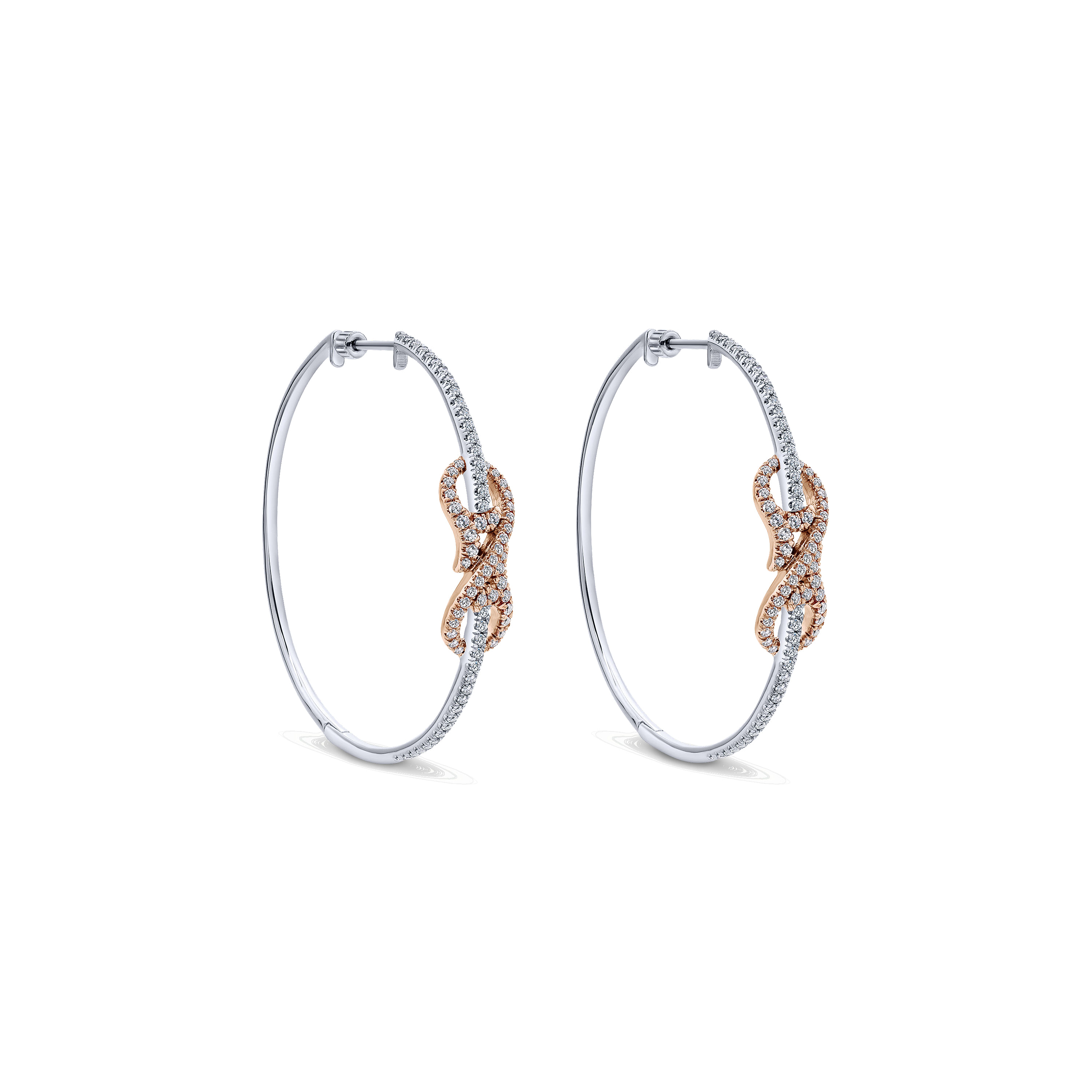 14k White/pink Gold Diamond Intricate Hoop 14k White/pink Gold Diamond Intricate Hoop