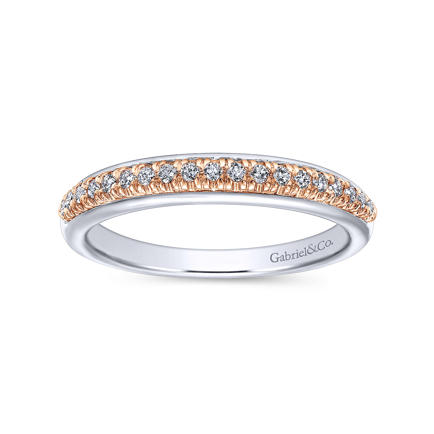 14k White/pink Gold Diamond Straight Wedding Band angle 5 14k White/pink Gold Diamond Straight Wedding Band angle 5