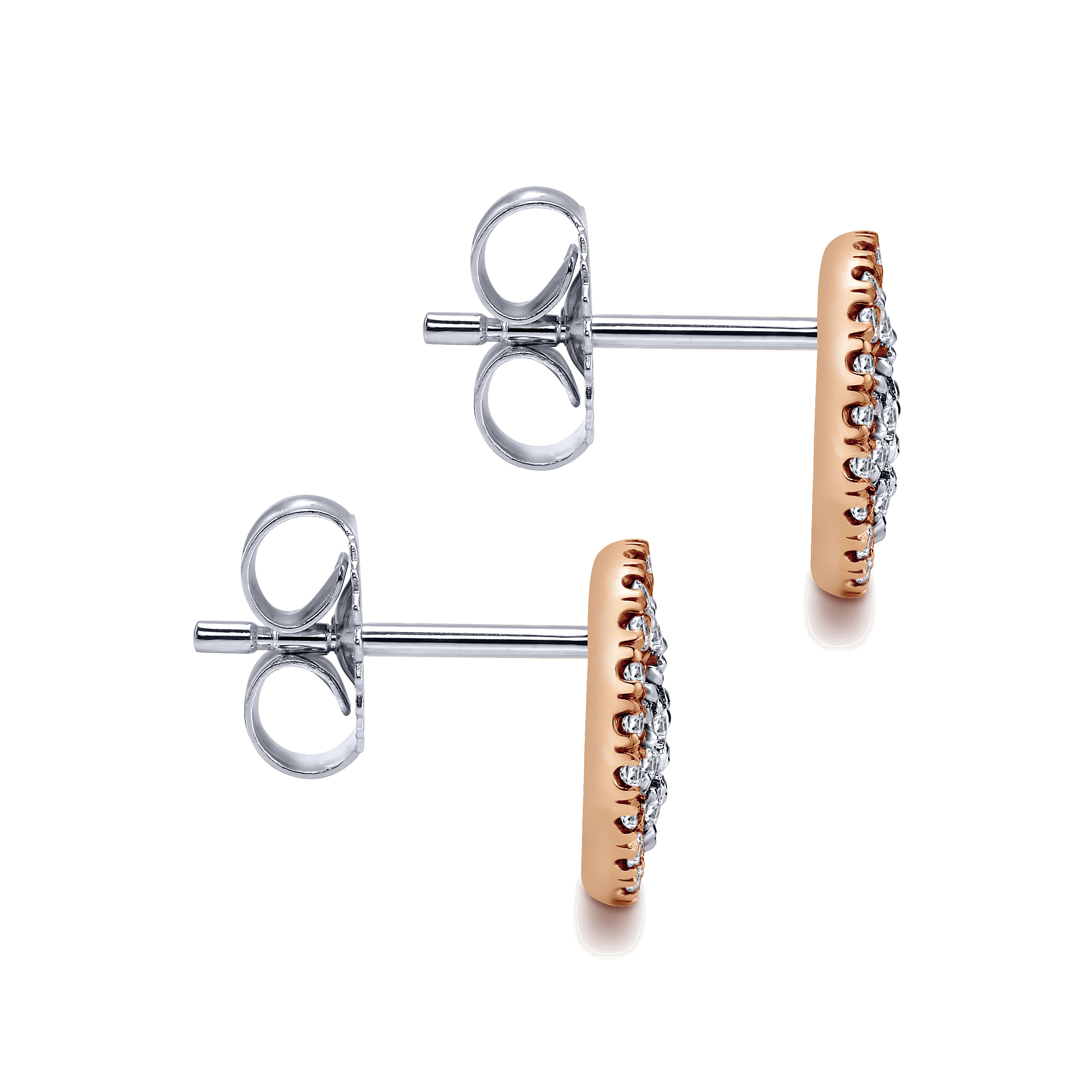 14k White/pink Gold Diamond Stud Earrings angle 3 14k White/pink Gold Diamond Stud Earrings angle 3