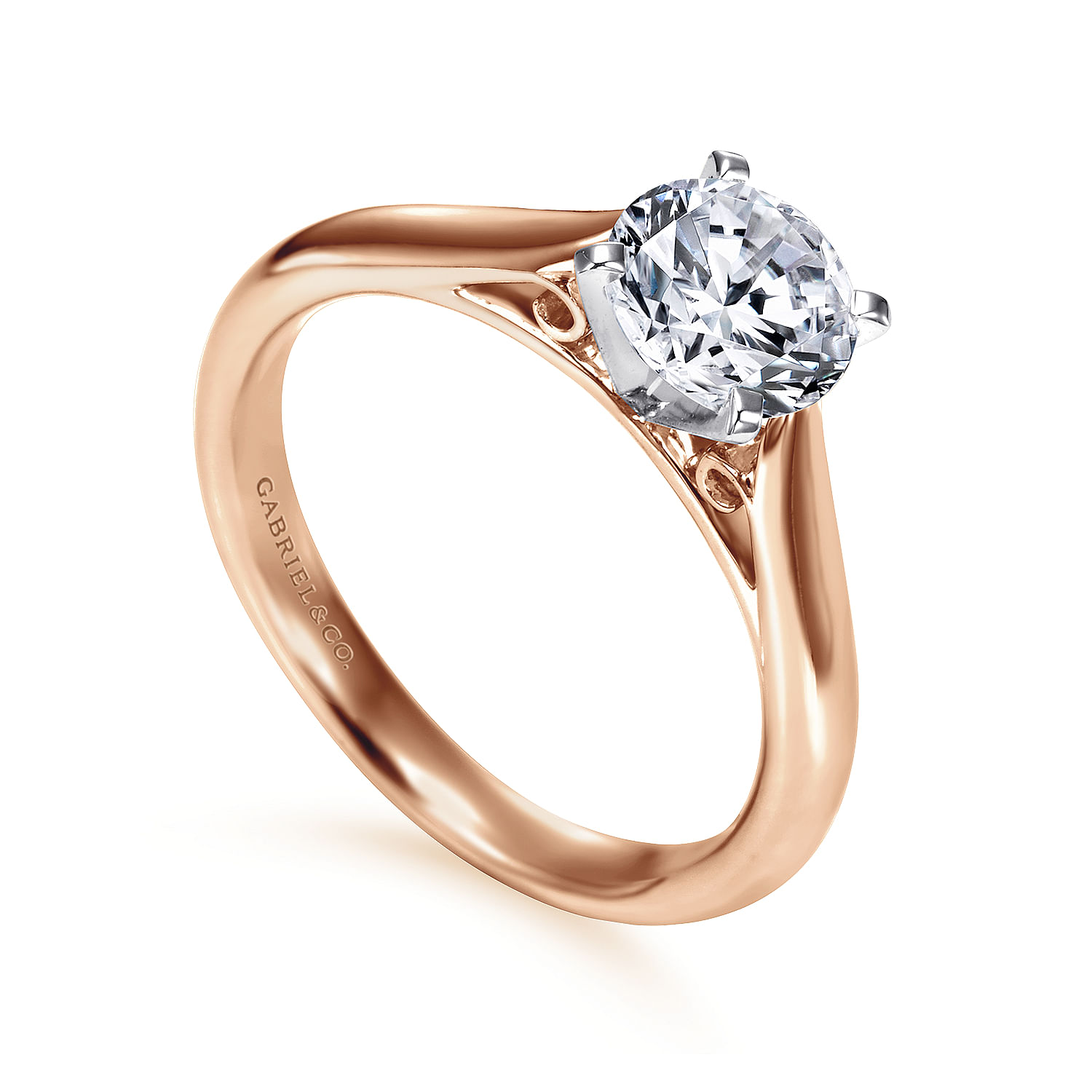 14k White/pink Gold Straight Engagement Ring angle 3 14k White/pink Gold Straight Engagement Ring angle 3