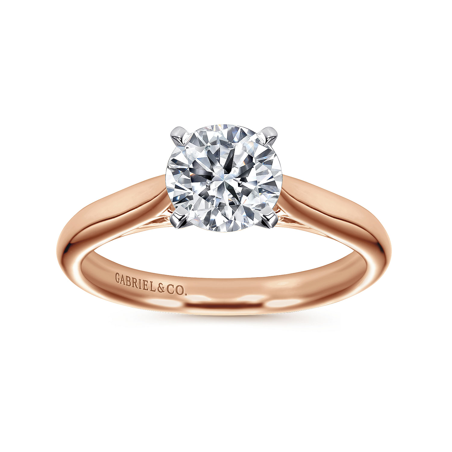 14k White/pink Gold Straight Engagement Ring angle 5 14k White/pink Gold Straight Engagement Ring angle 5