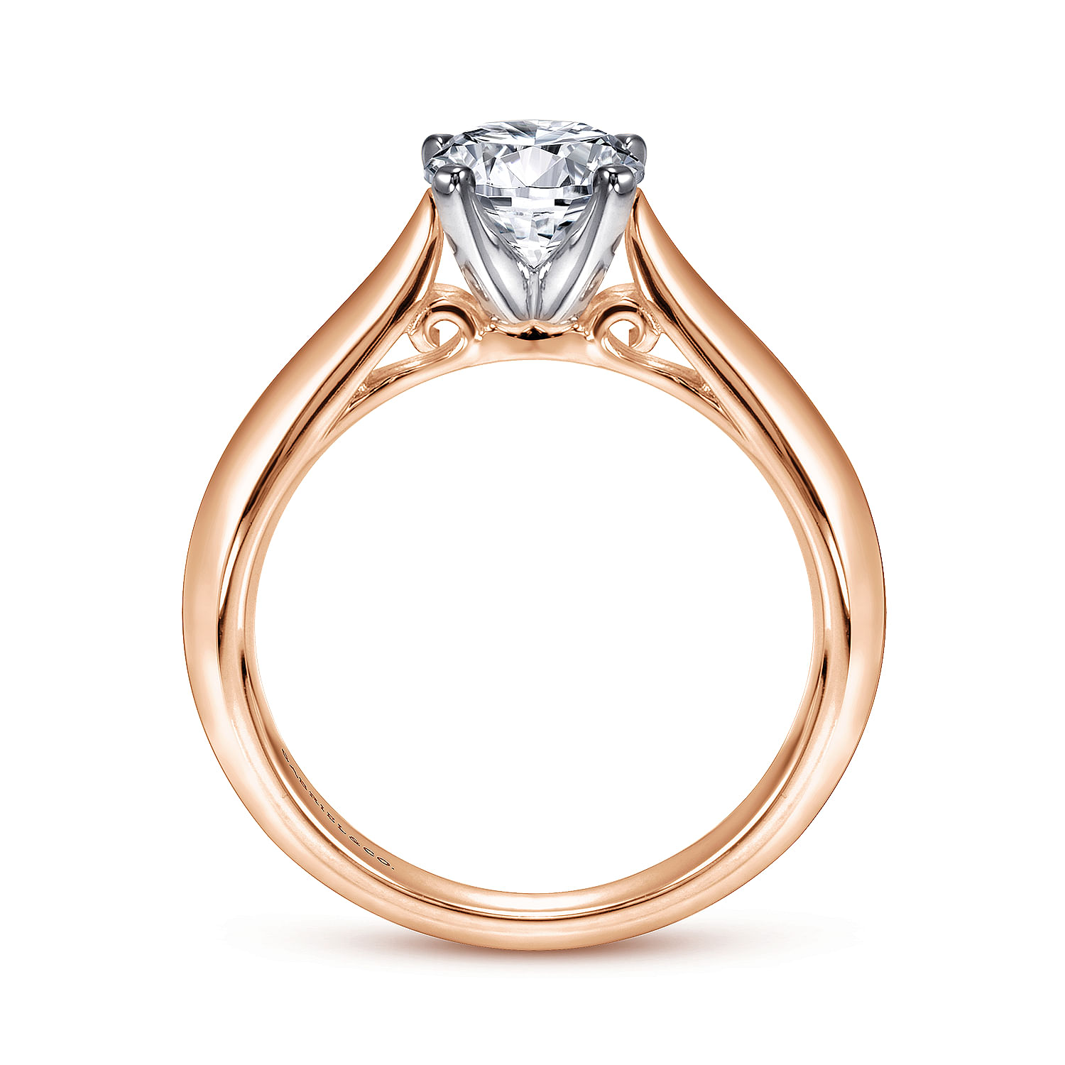 14k White/pink Gold Straight Engagement Ring angle 2 14k White/pink Gold Straight Engagement Ring angle 2