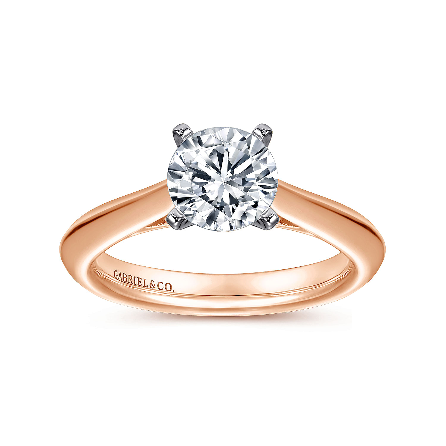 14k White/pink Gold Straight Engagement Ring angle 5 14k White/pink Gold Straight Engagement Ring angle 5