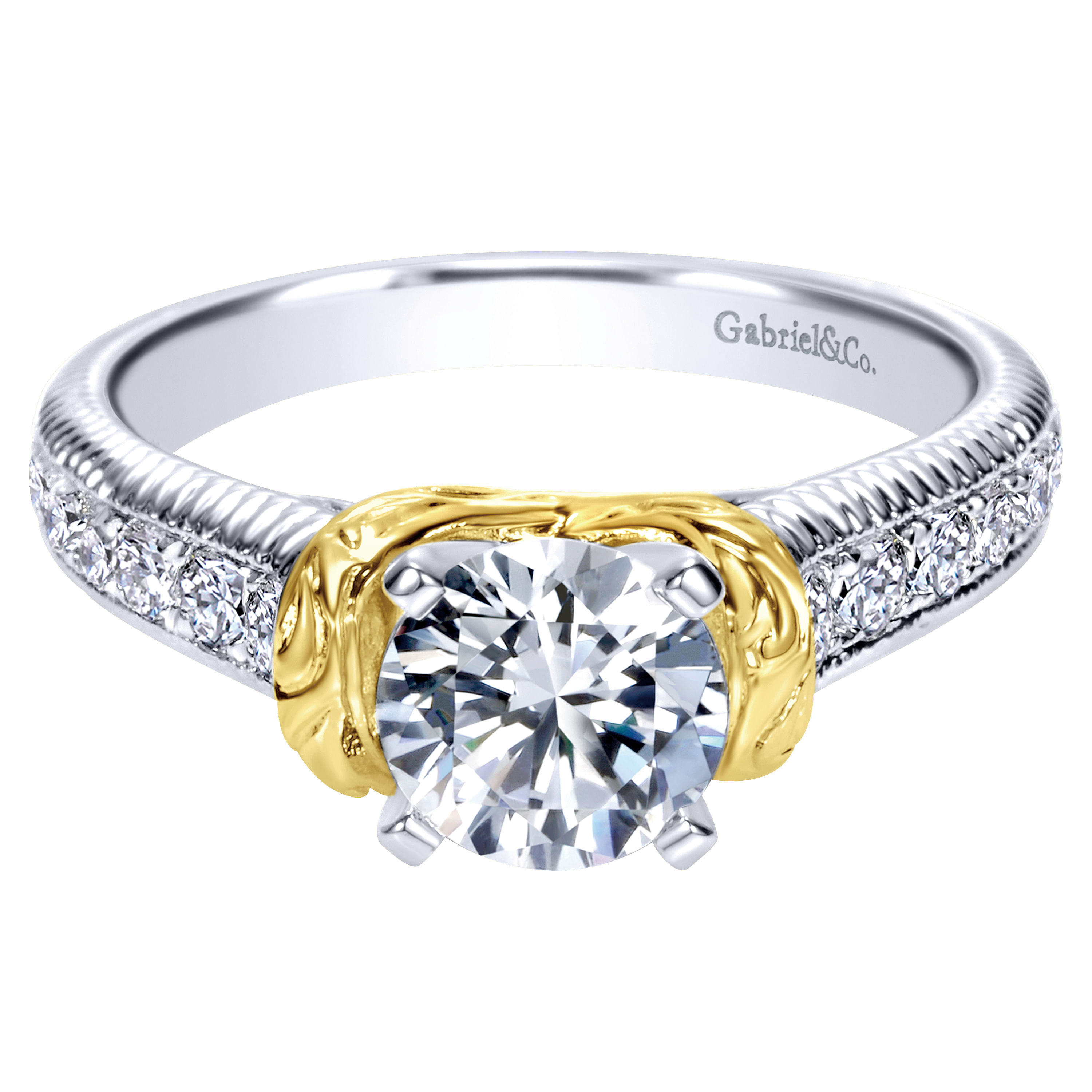 Vintage 14k Yellow/white Gold Round Straight Vintage 14k Yellow/white Gold Round Straight