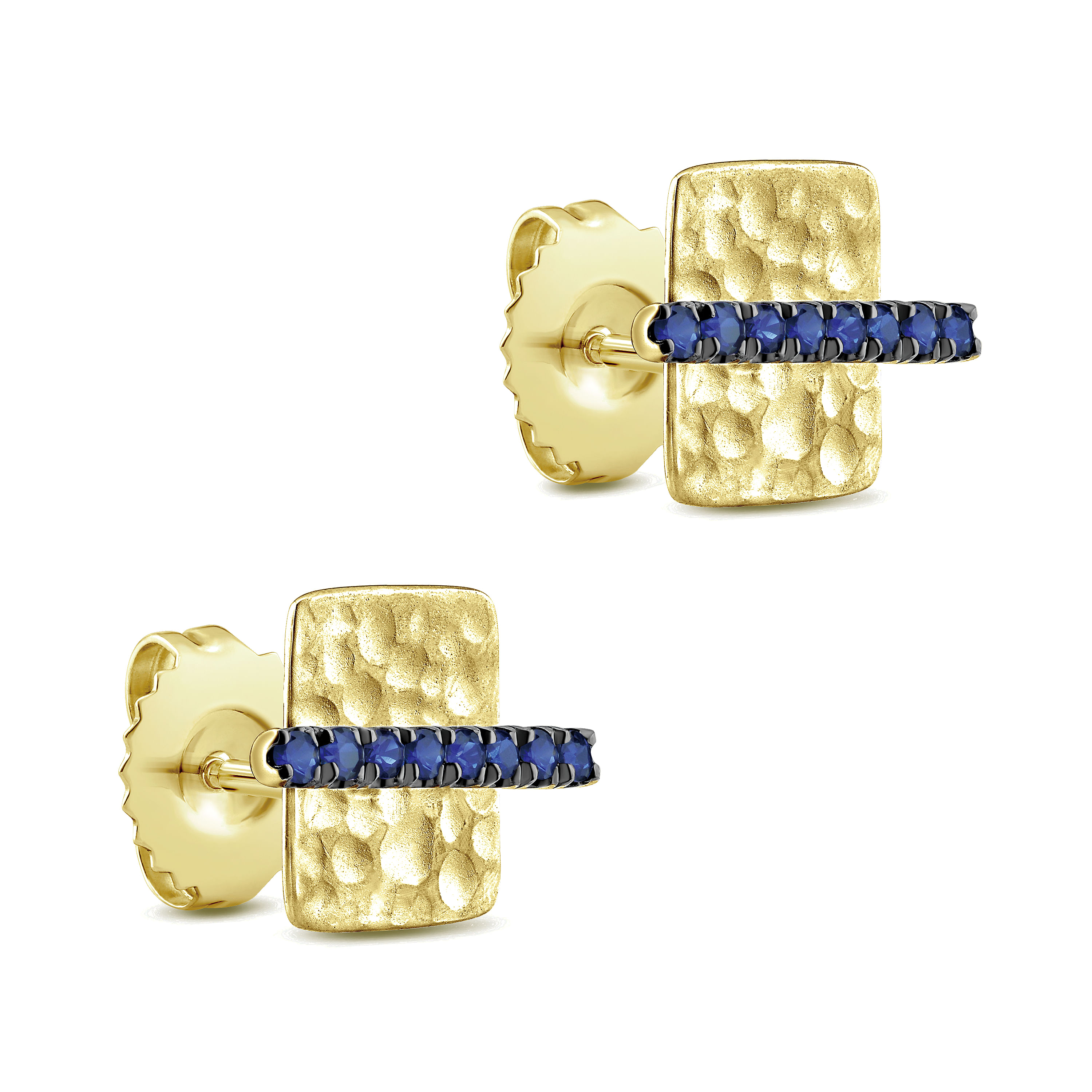 14k Yellow Gold And Sapphire Stud Earrings angle 2 14k Yellow Gold And Sapphire Stud Earrings angle 2