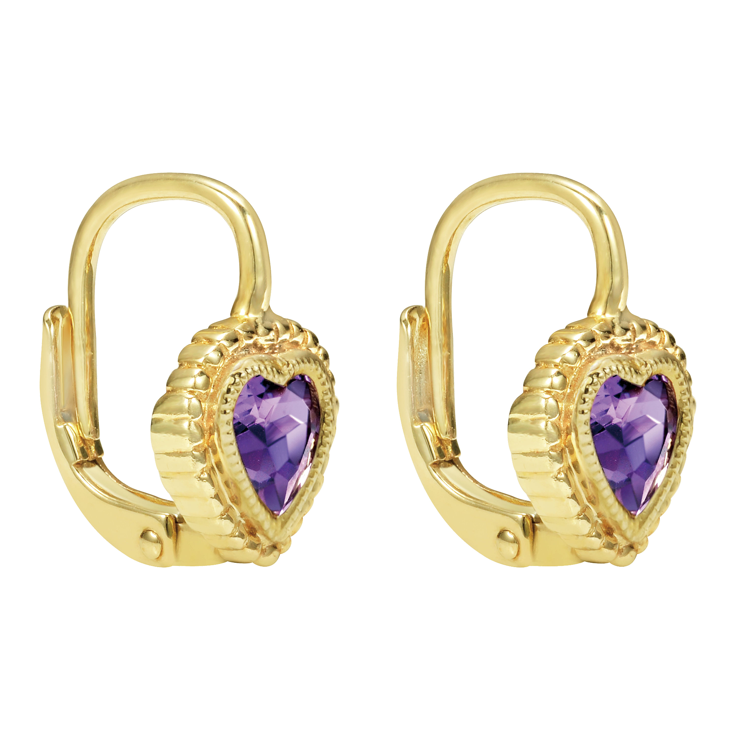 14k Yellow Gold Amethyst Drop Earrings angle 2 14k Yellow Gold Amethyst Drop Earrings angle 2