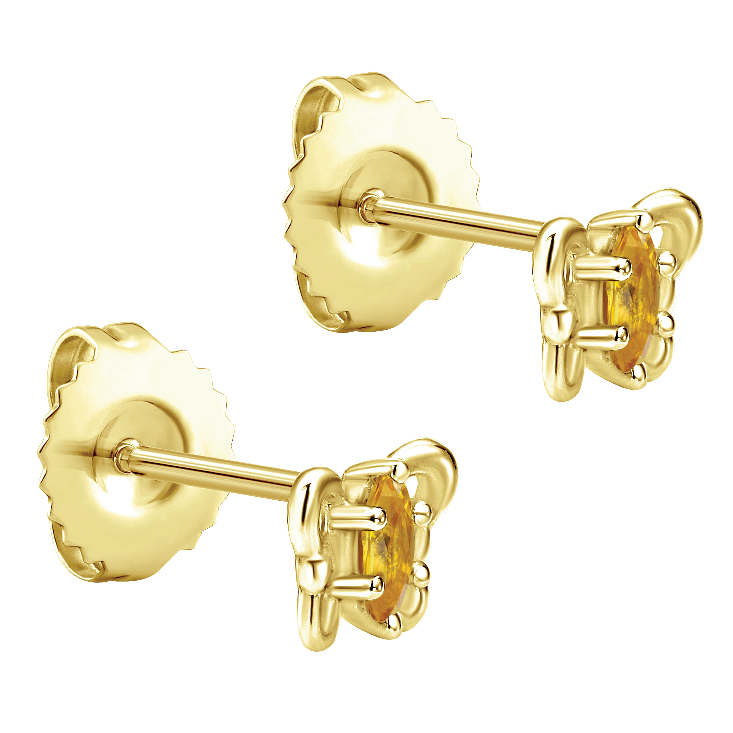 14k Yellow Gold Citrine Stud Earrings angle 2 14k Yellow Gold Citrine Stud Earrings angle 2