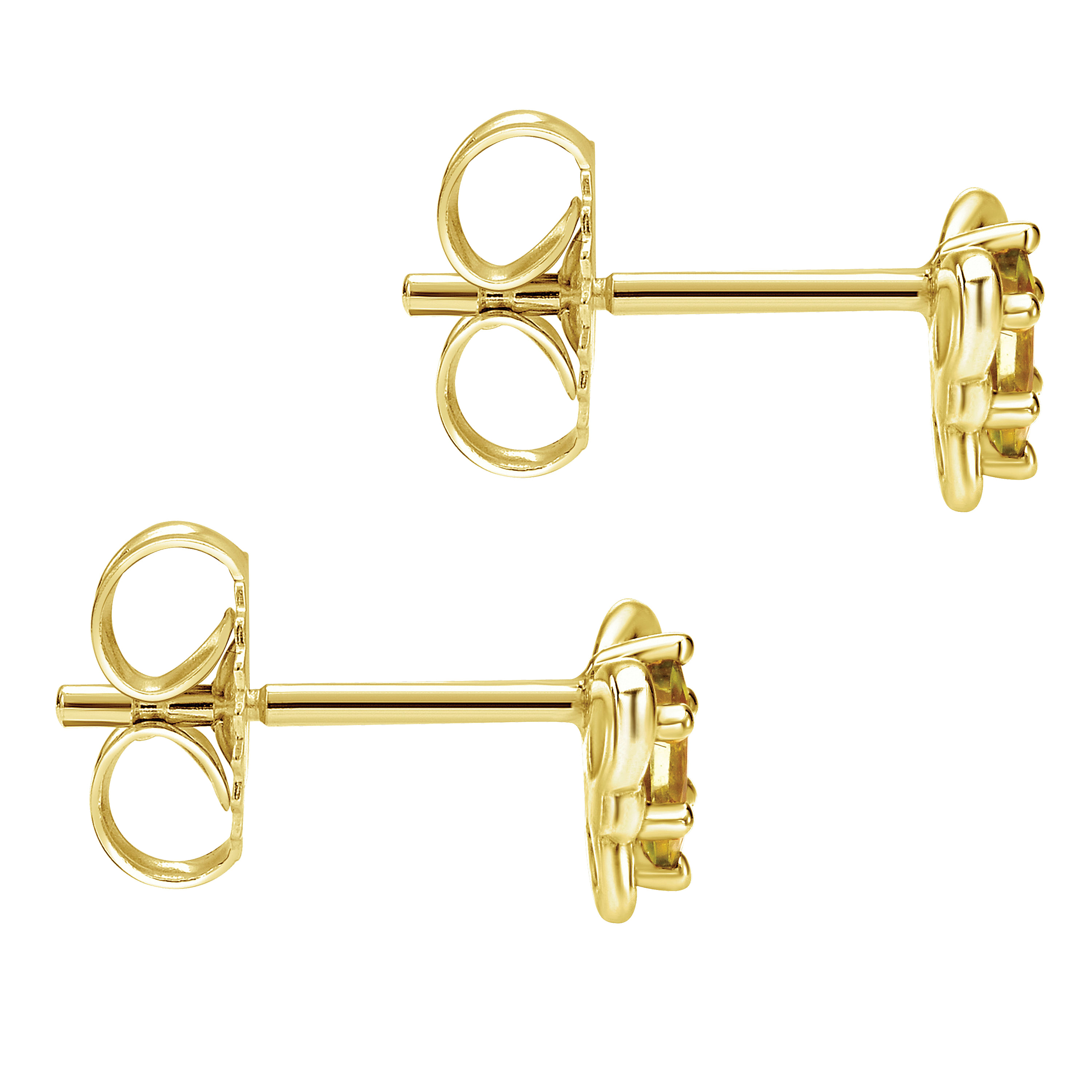 14k Yellow Gold Citrine Stud Earrings angle 3 14k Yellow Gold Citrine Stud Earrings angle 3