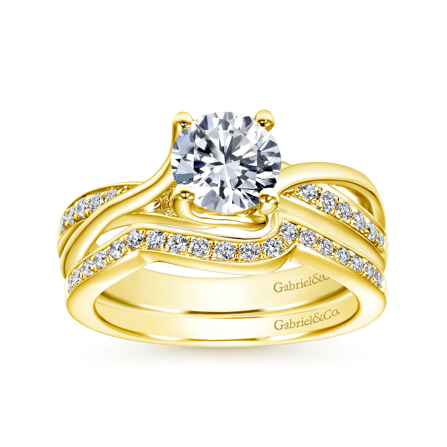 14k Yellow Gold Contemporary Curved Wedding Band angle 4 14k Yellow Gold Contemporary Curved Wedding Band angle 4