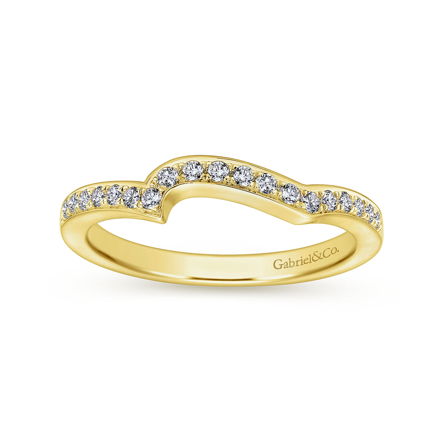 14k Yellow Gold Contemporary Curved Wedding Band angle 5 14k Yellow Gold Contemporary Curved Wedding Band angle 5