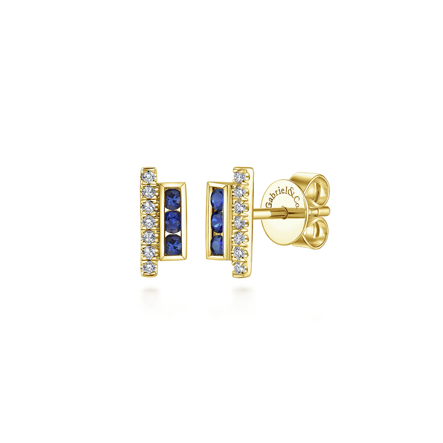 14k Yellow Gold Diamond And Sapphire Stud 14k Yellow Gold Diamond And Sapphire Stud