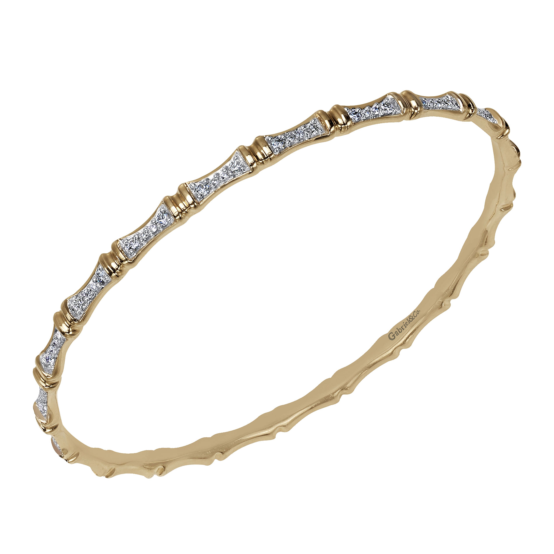 14k Yellow Gold Diamond Bangle angle 2 14k Yellow Gold Diamond Bangle angle 2