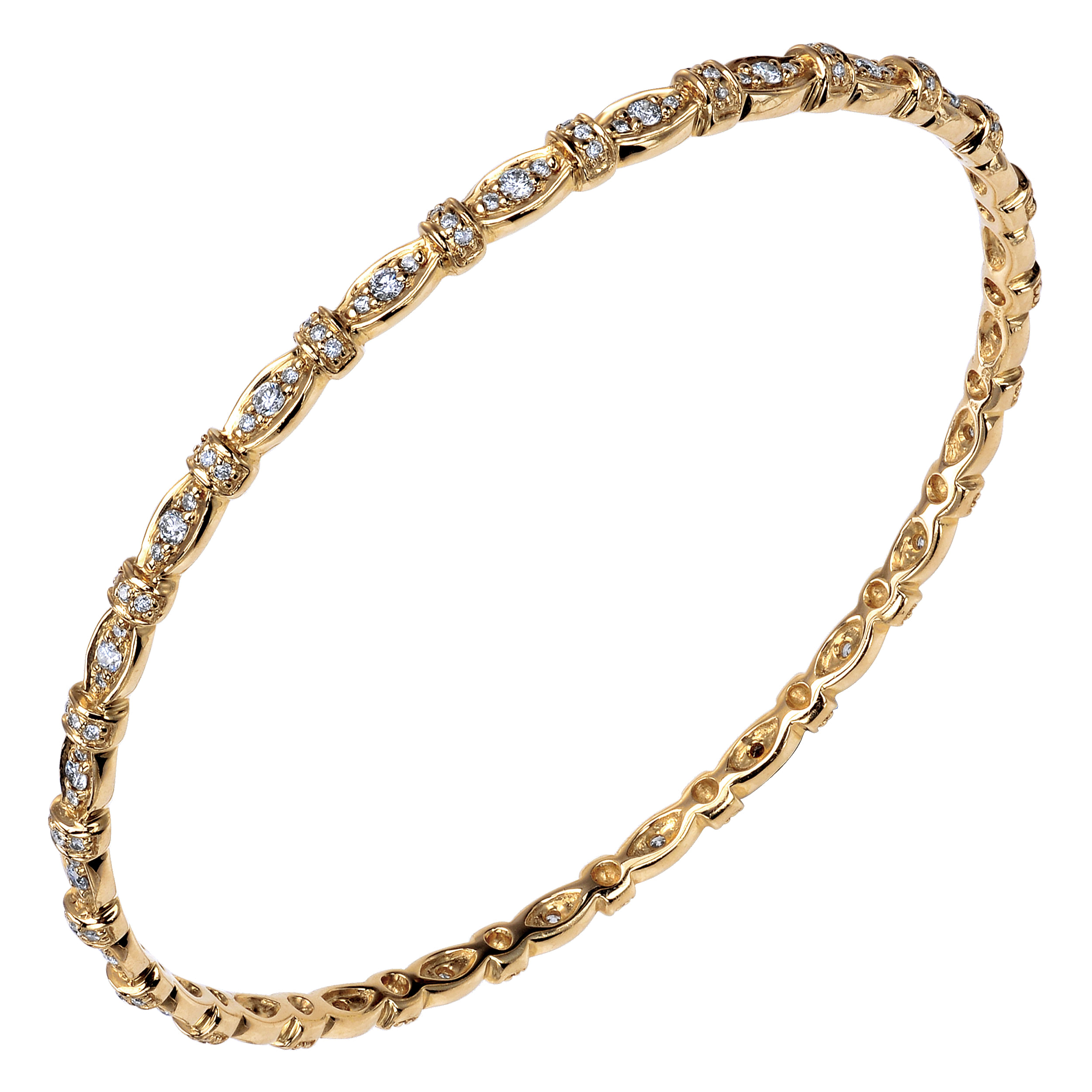 14k Yellow Gold Diamond Bangle angle 2 14k Yellow Gold Diamond Bangle angle 2