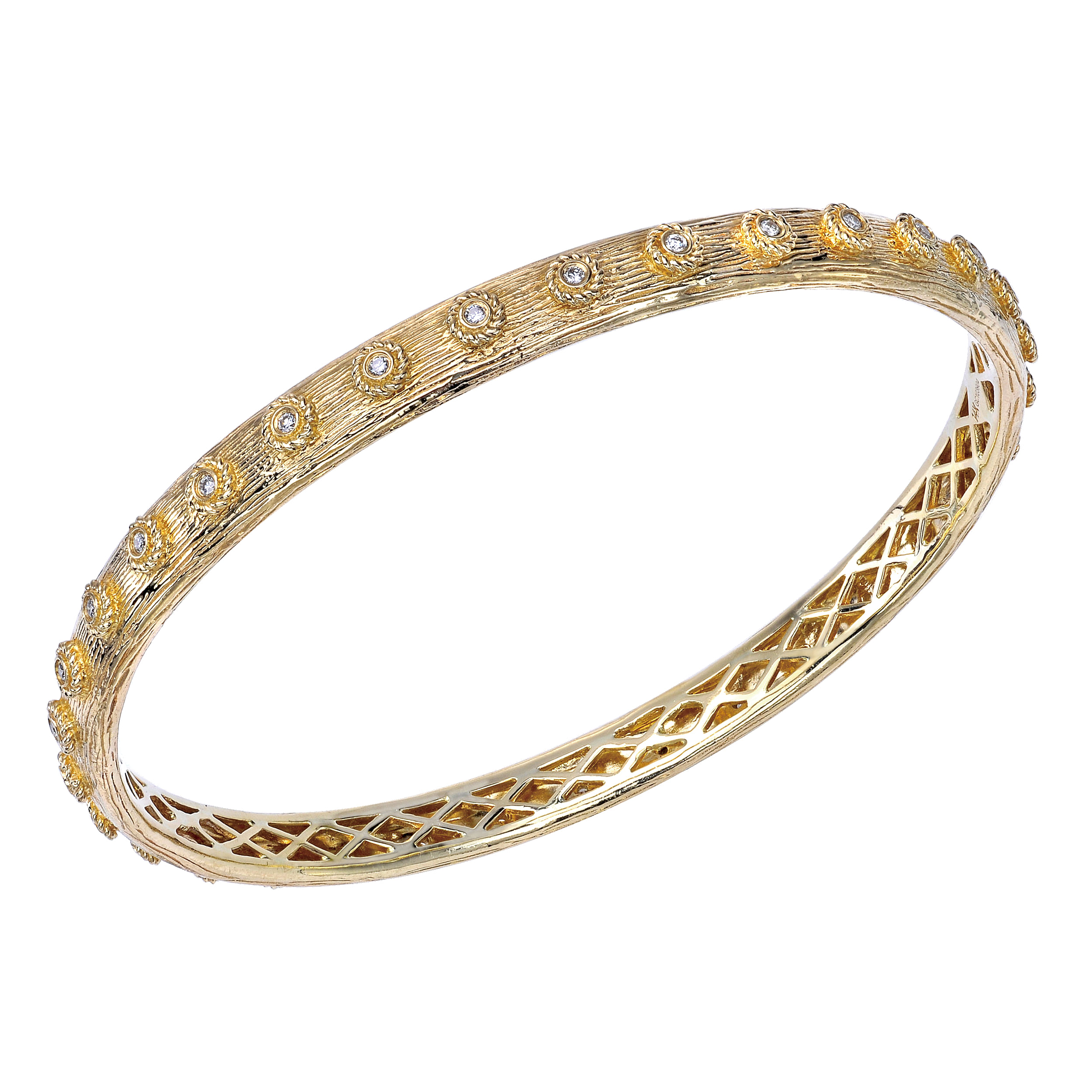 14k Yellow Gold Diamond Bangle angle 2 14k Yellow Gold Diamond Bangle angle 2