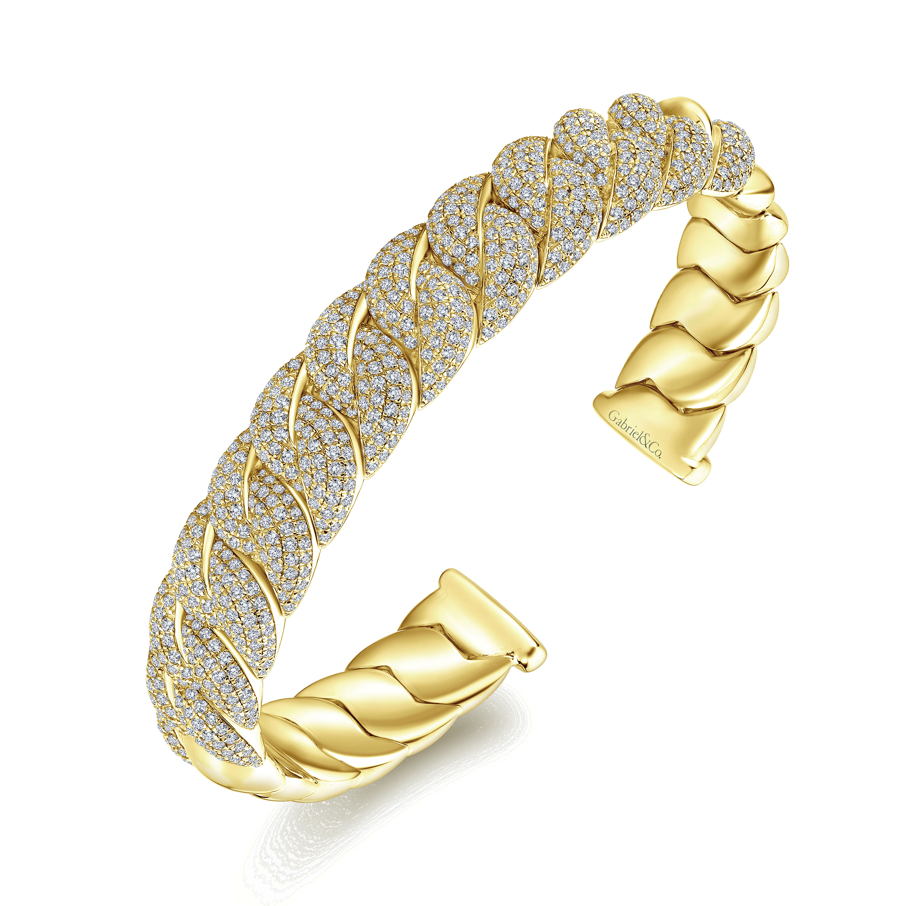 14k Yellow Gold Diamond Bangle angle 2 14k Yellow Gold Diamond Bangle angle 2