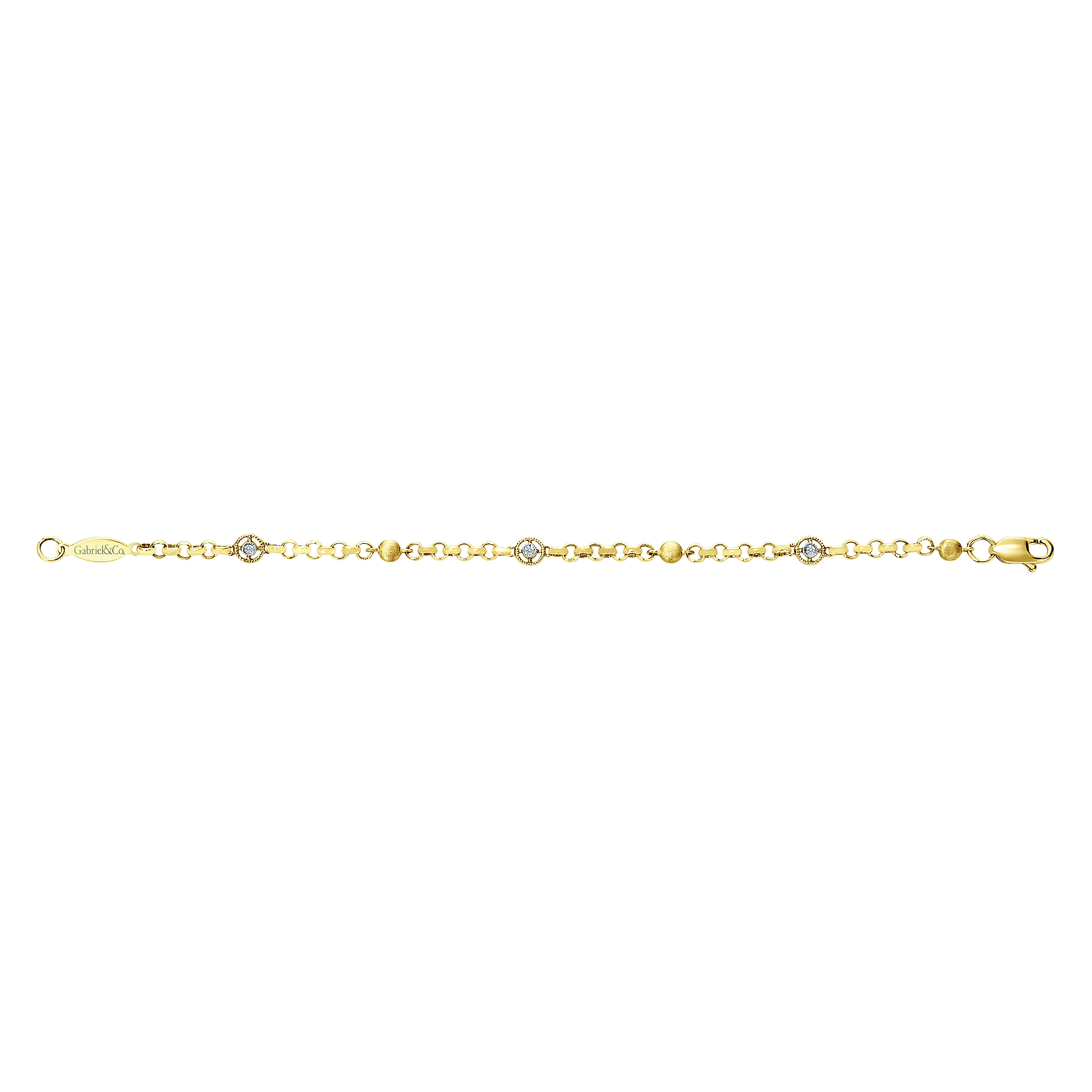 14k Yellow Gold Diamond Chain Bracelet angle 3 14k Yellow Gold Diamond Chain Bracelet angle 3