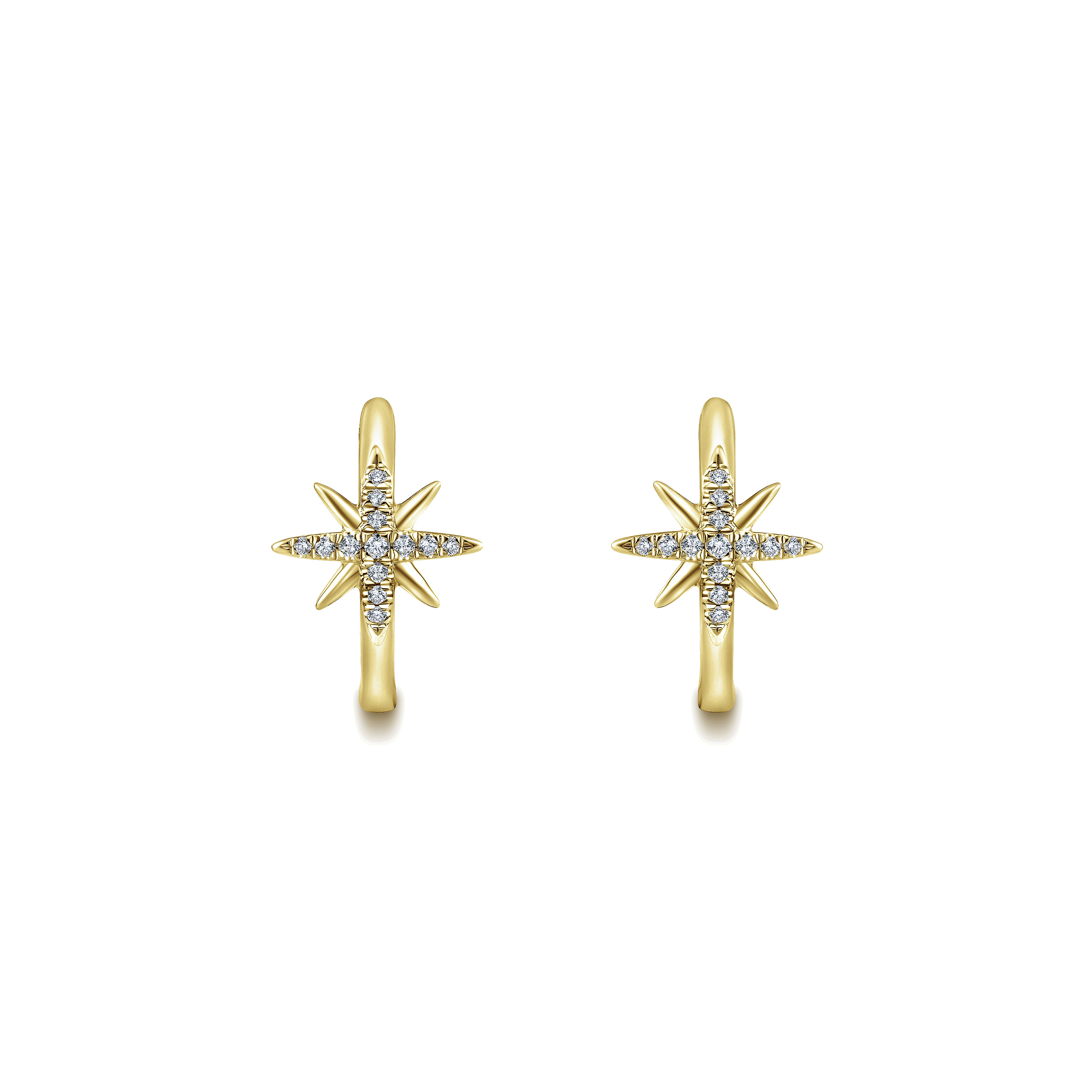 14k Yellow Gold Diamond Classic Hoop Earrings angle 3 14k Yellow Gold Diamond Classic Hoop Earrings angle 3