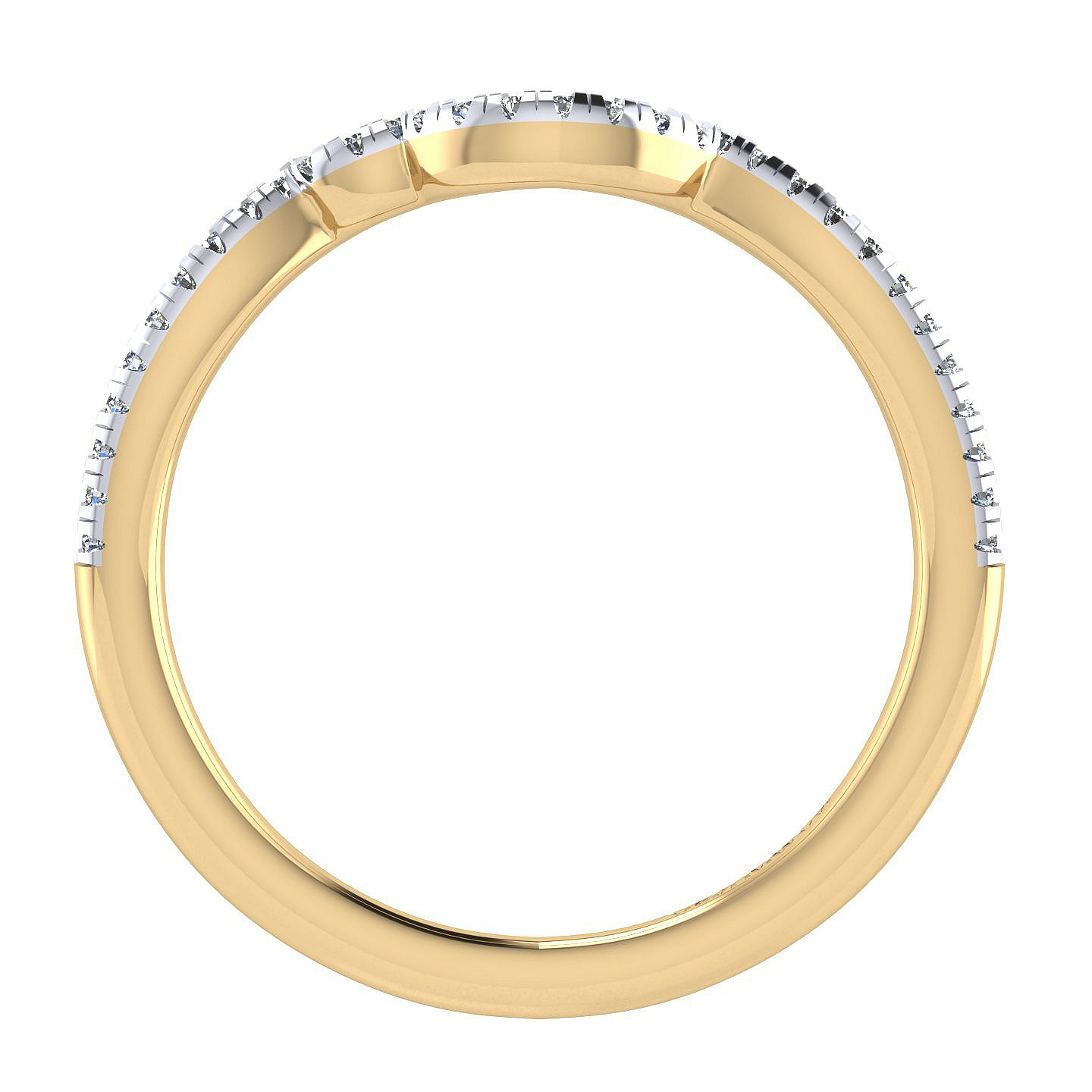 14k Yellow Gold Diamond Curved Wedding Band angle 2 14k Yellow Gold Diamond Curved Wedding Band angle 2