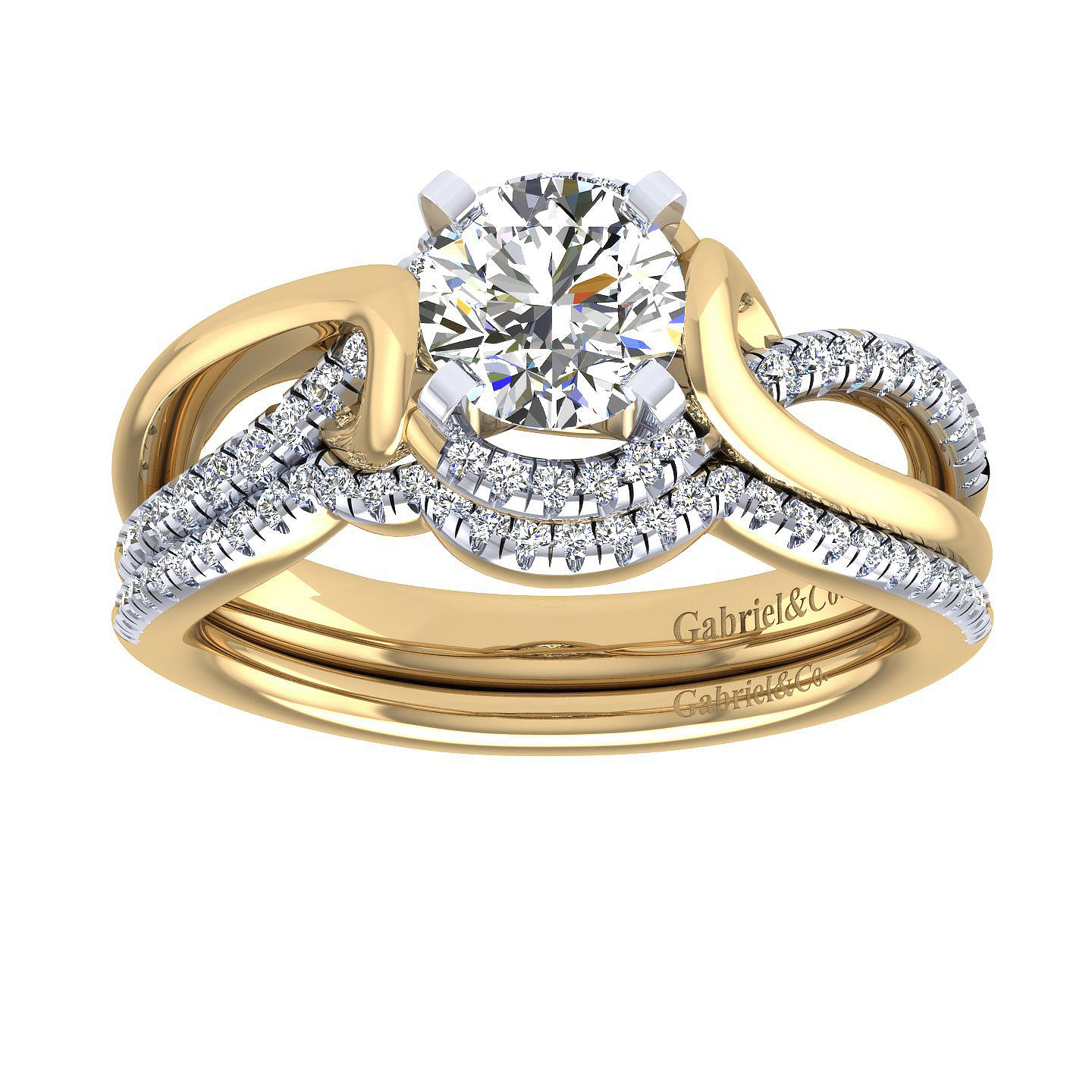 14k Yellow Gold Diamond Curved Wedding Band angle 4 14k Yellow Gold Diamond Curved Wedding Band angle 4