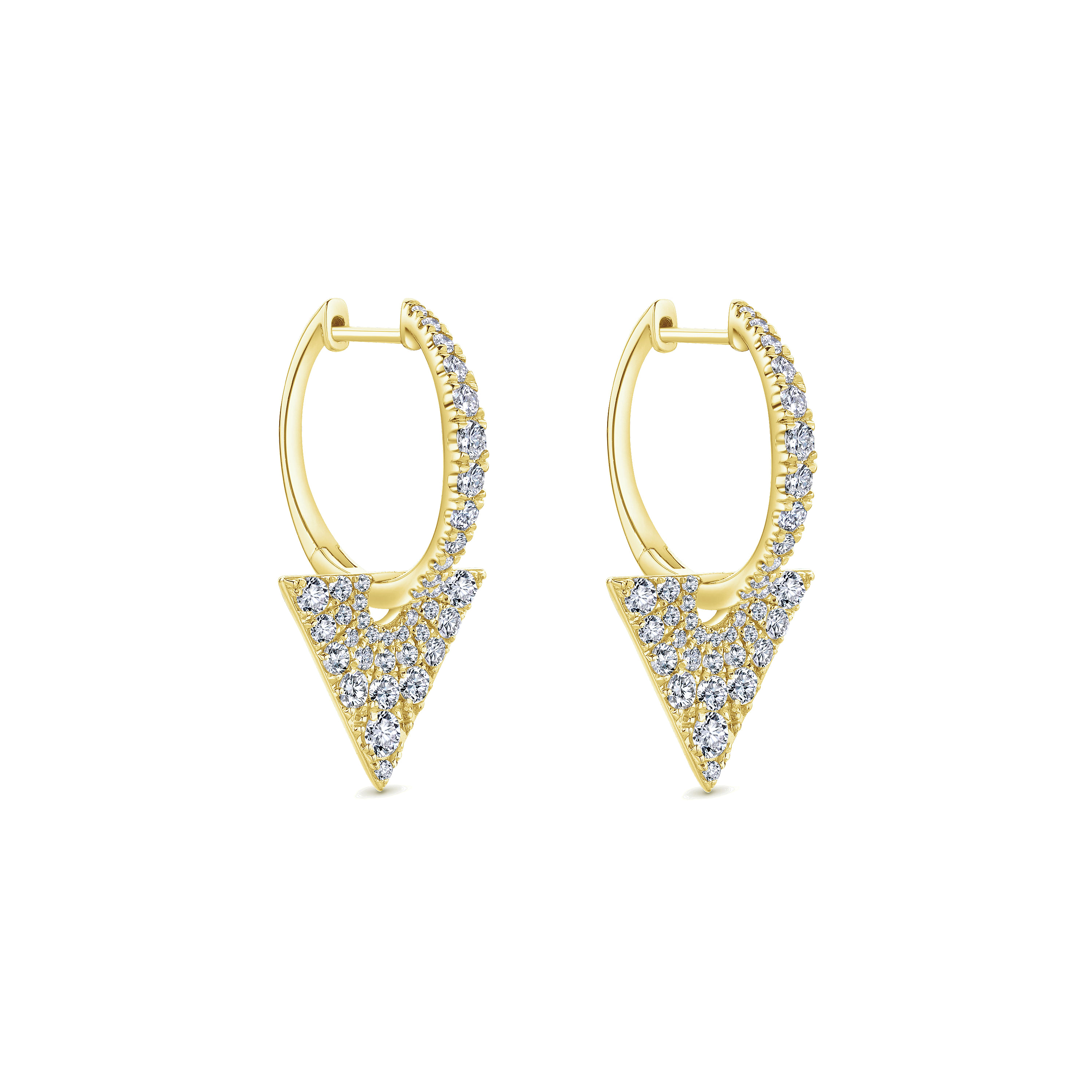14k Yellow Gold Diamond Drop Earrings angle 2 14k Yellow Gold Diamond Drop Earrings angle 2
