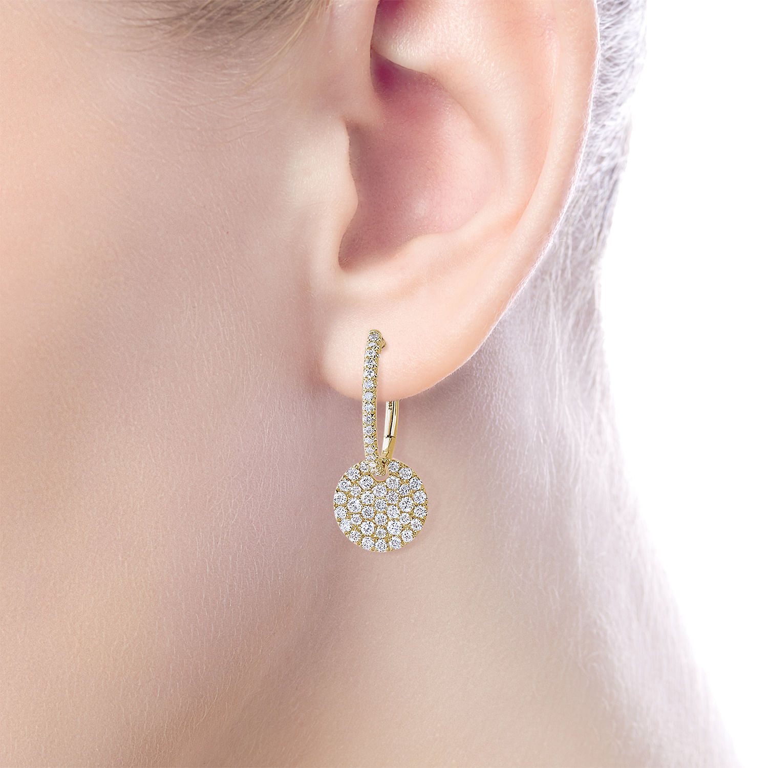 14k Yellow Gold Diamond Drop Earrings angle 2 14k Yellow Gold Diamond Drop Earrings angle 2