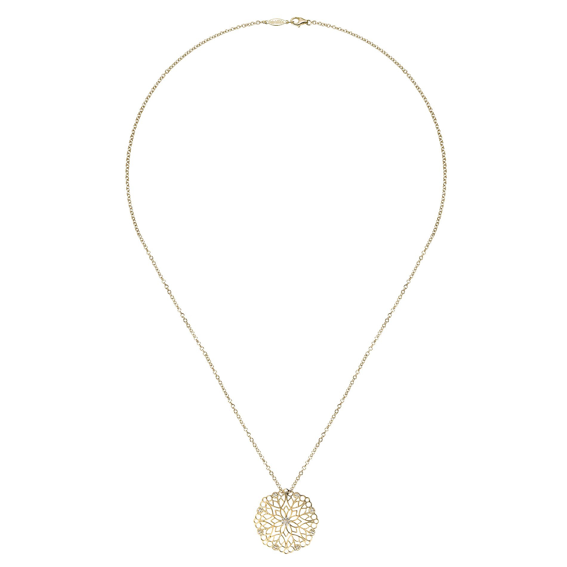 14k Yellow Gold Diamond Fashion Necklace angle 2 14k Yellow Gold Diamond Fashion Necklace angle 2