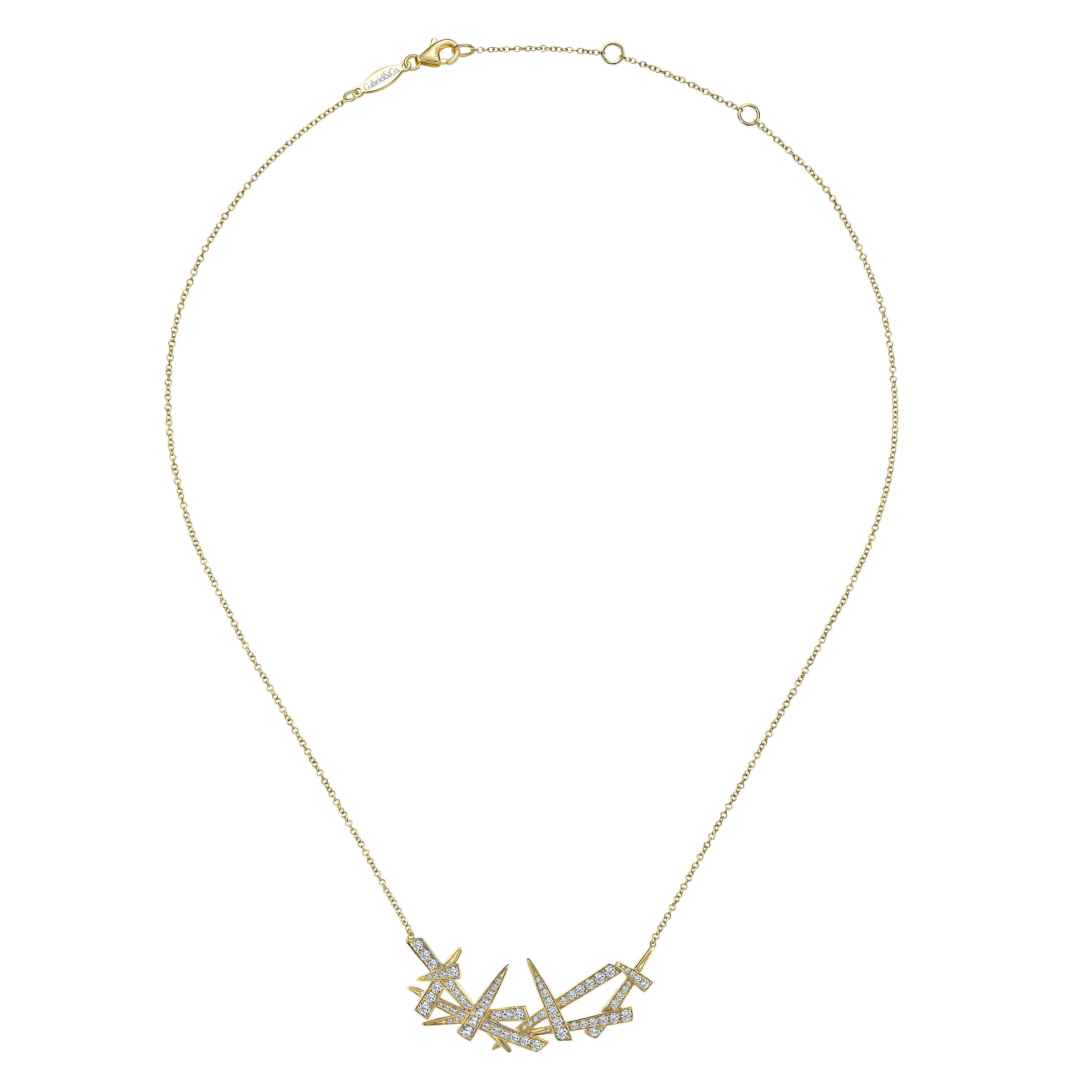 14k Yellow Gold Diamond Fashion Necklace angle 2 14k Yellow Gold Diamond Fashion Necklace angle 2