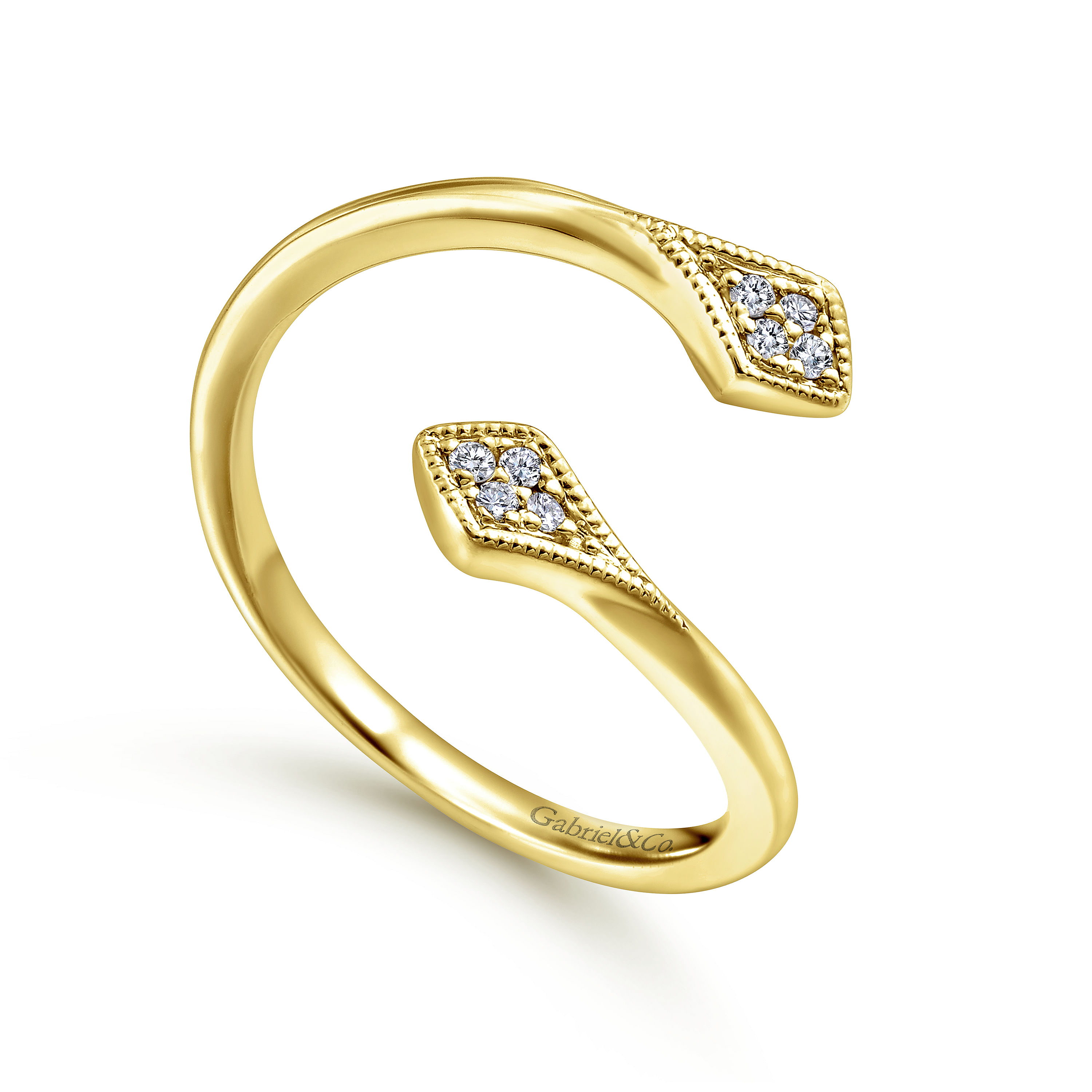 14k Yellow Gold Diamond Midi Ladies Ring angle 3 14k Yellow Gold Diamond Midi Ladies Ring angle 3